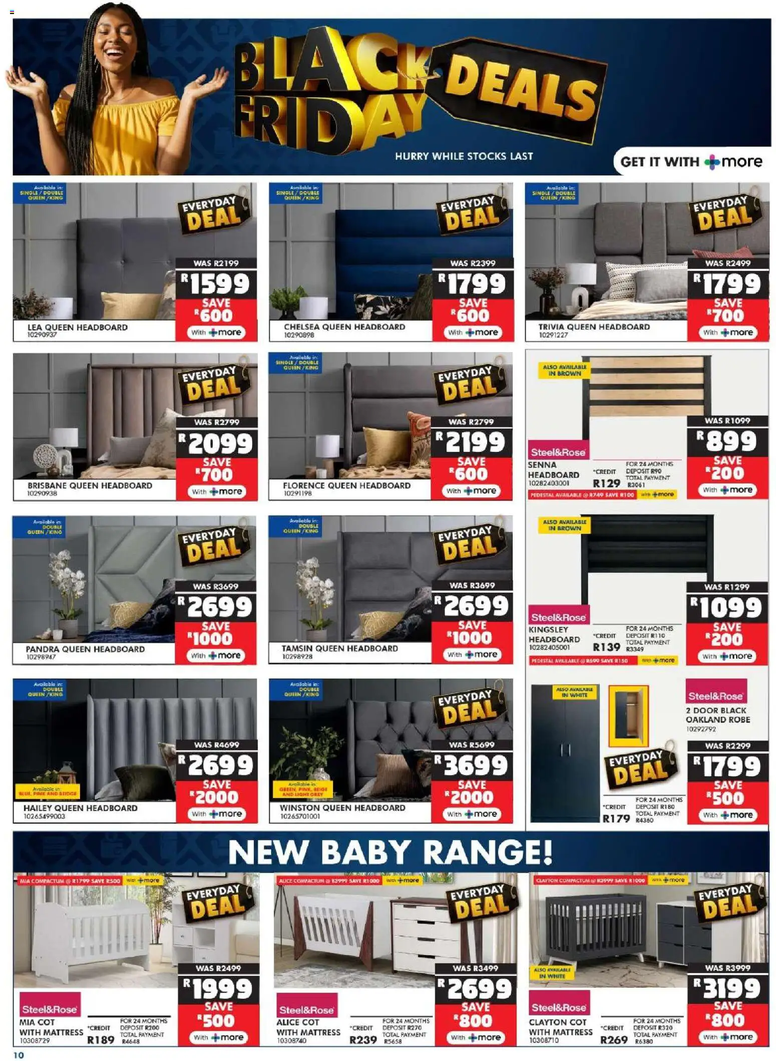New Russells catalogue – valid from 10.11.2025 | Page: 10 | Products: Pedestal, Headboard, Mattress, Light