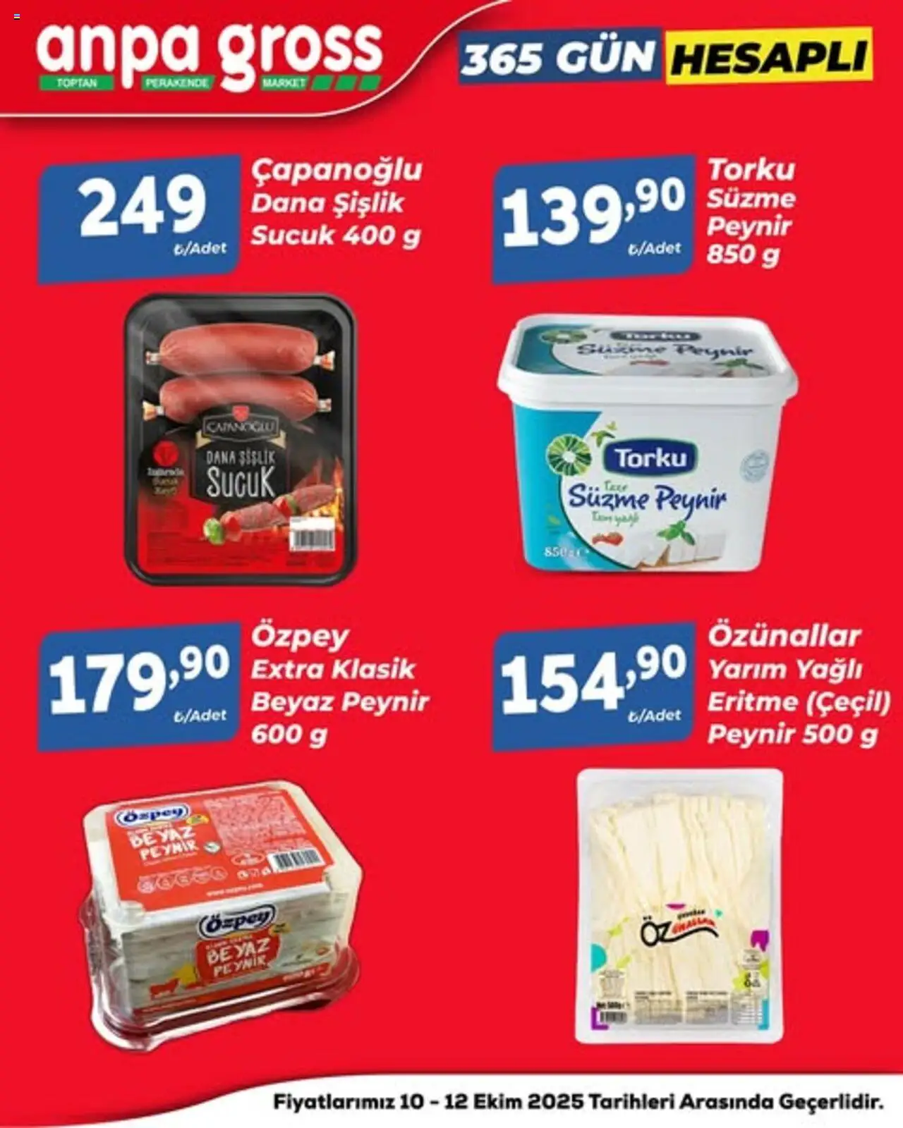 Anpa Gross Hafta Sonu Fırsatları - 10.10.2025 tarihinden itibaren geçerlidir | Sayfa: 2 | Ürünler: Peynir, Süzme peynir, Sucuk