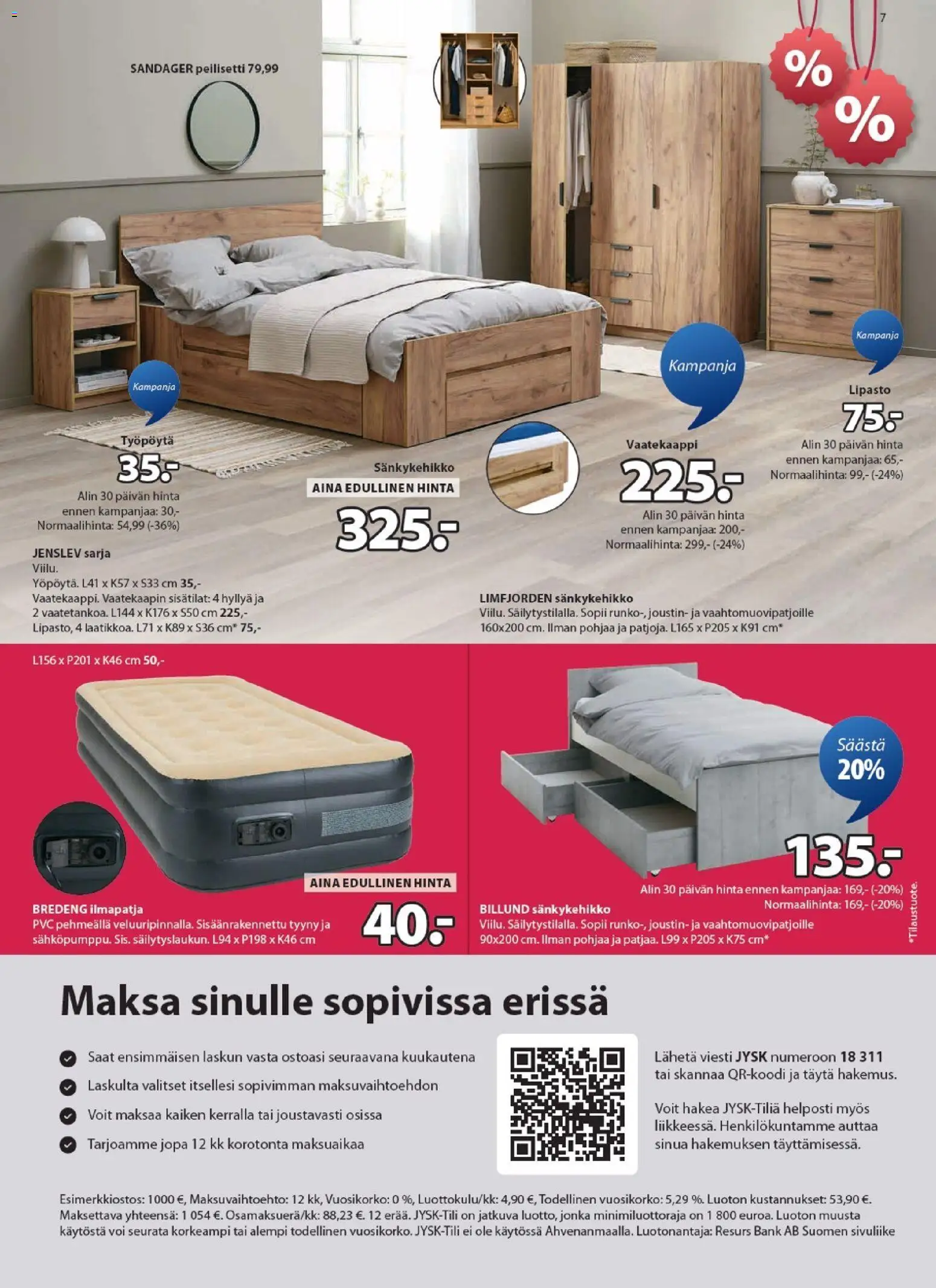 JYSK tarjoukset – voimassa 25.12.2025 alkaen | Sivu: 7 | Tuotteet: Tyyny, Vaatekaappi, Työpöytä, Voi