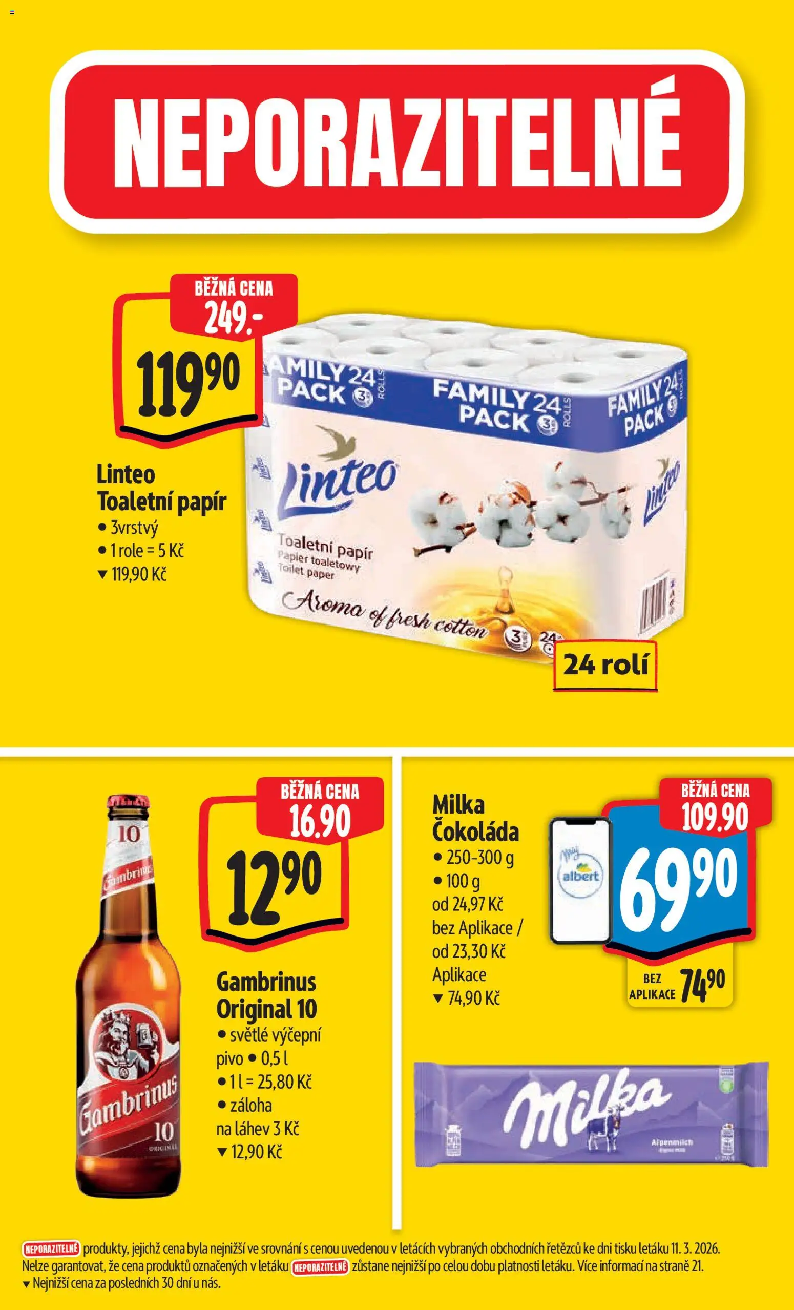 Albert leták - Hypermarket - Brno od 18.03.2026 | Strana: 5 | Produkty: Čokoláda, Milka, Gambrinus, Láhev