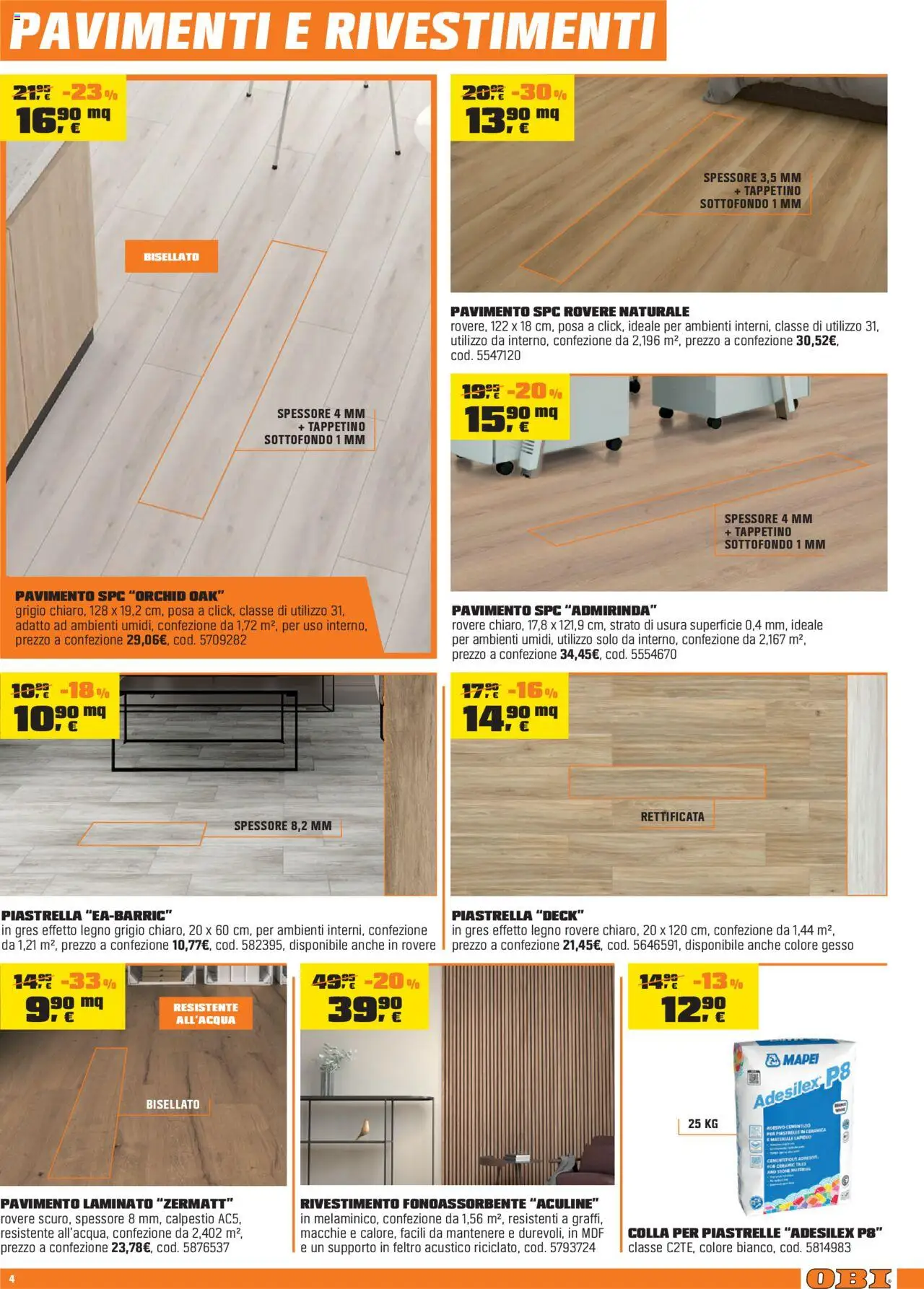 Volantino OBI del 02.10.2025 | Pagina: 4 | Prodotti: Pavimento, Piastrelle, Colla