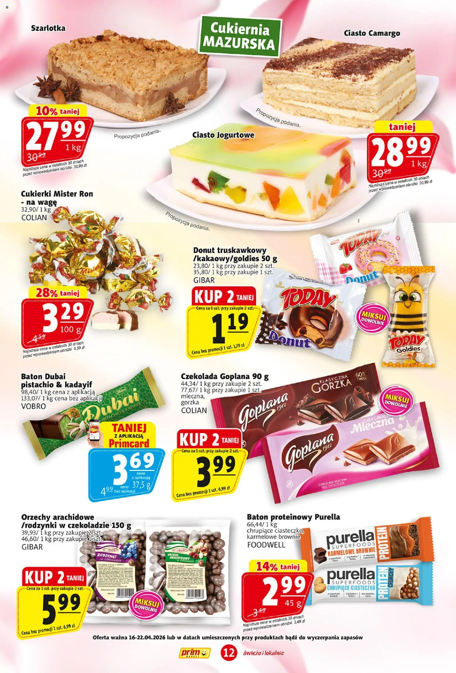 Prim Market gazetka od 16.04.2026 | Strona: 12 | Produkty: Ciasto, Czekolada, Cukierki, Rodzynki