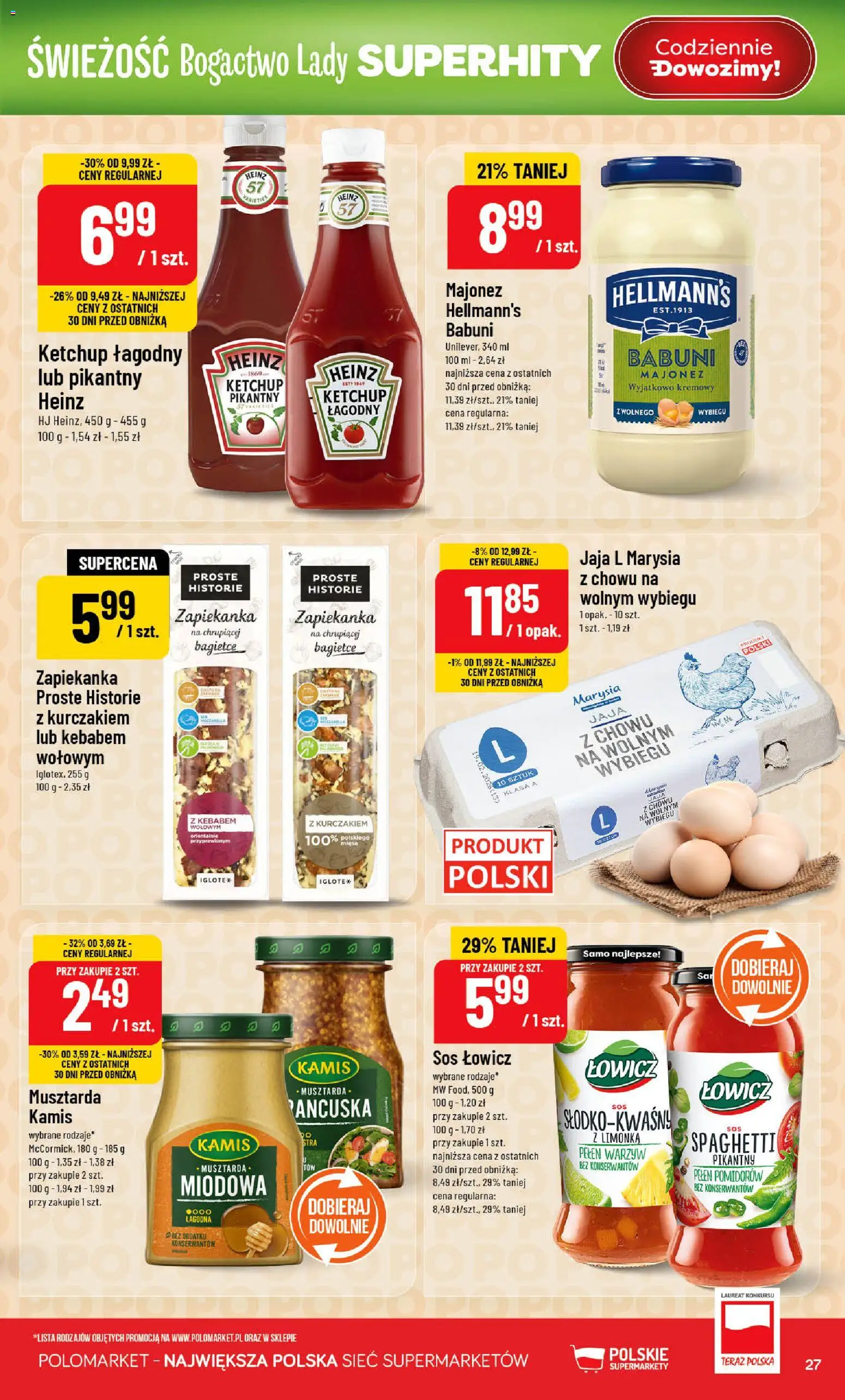 POLOmarket Gazetka od 25.02.2026 | Strona: 27 | Produkty: Ketchup, Zapiekanka, Majonez, Jaja