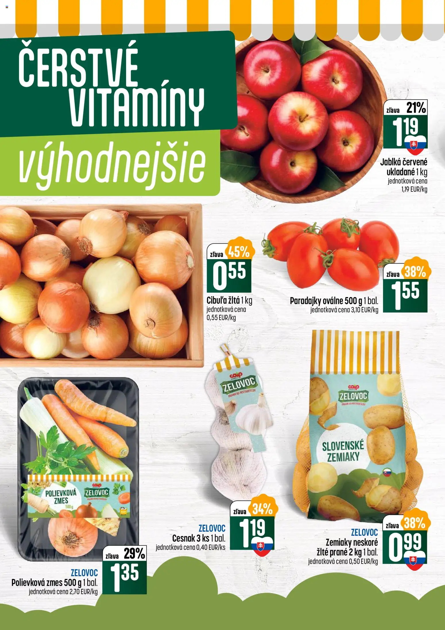 Nové COOP Jednota akcie – leták je platný od 08.01.2026 | Strana: 2 | Produkty: Jablká, Paradajky, Cesnak, Zemiaky