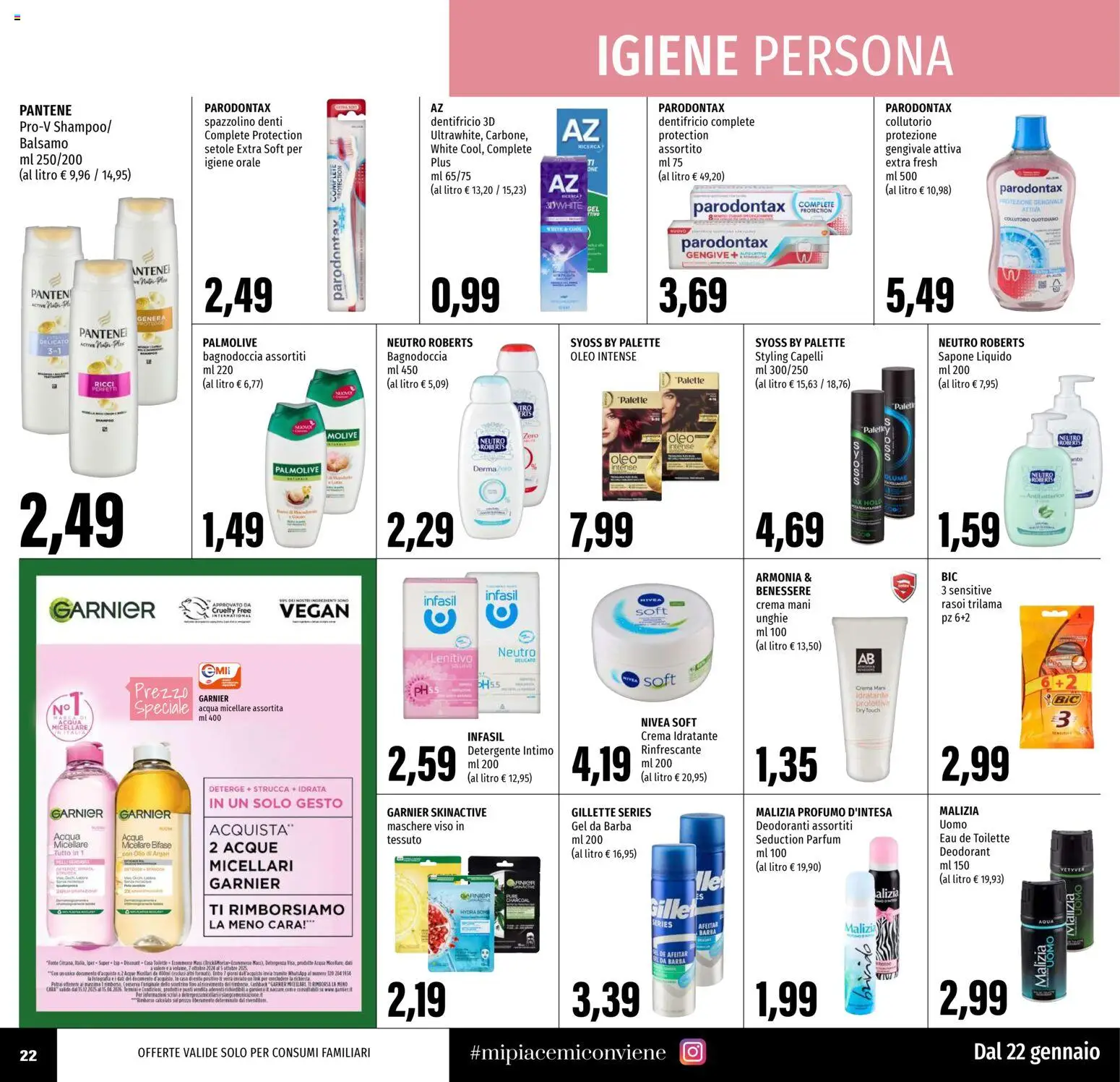 Volantino EMI del 22.01.2026 | Pagina: 22 | Prodotti: Sapone, Collutorio, Acqua, Olio