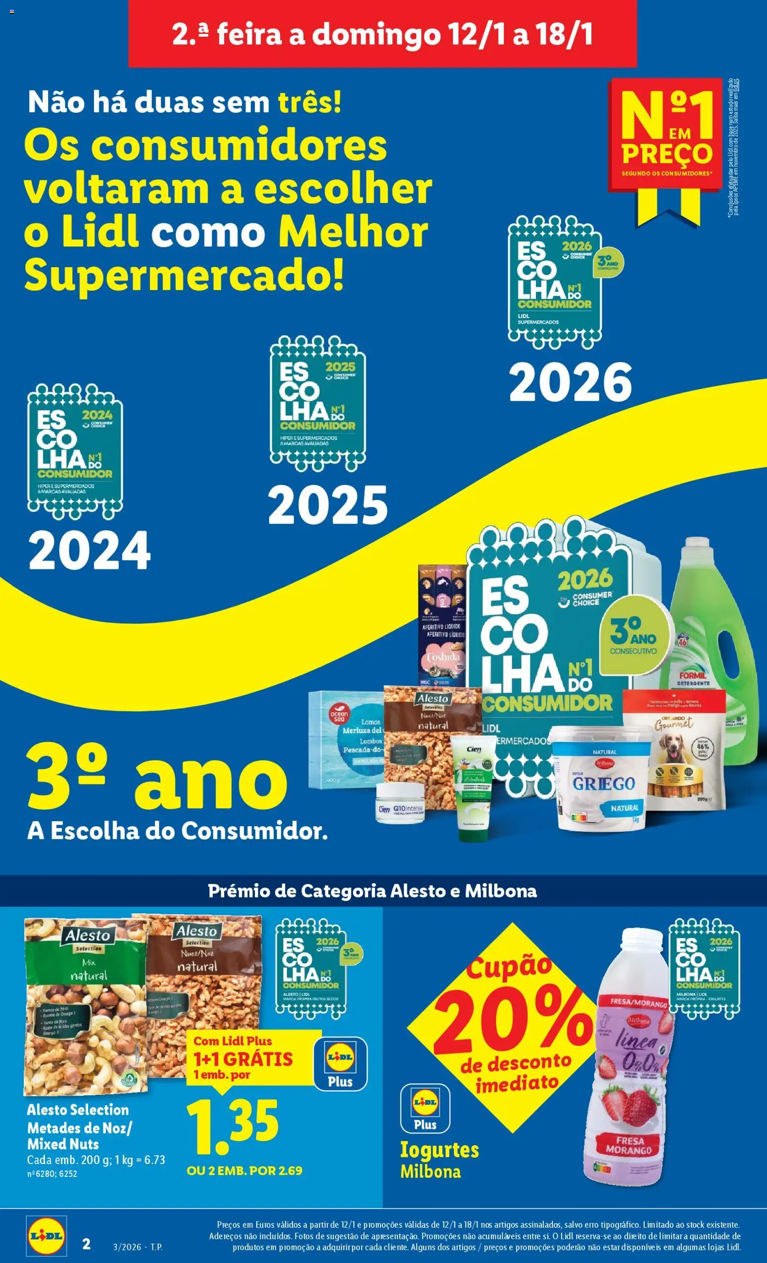 Lidl folheto │ válido de 12.01.2026 | Página: 2 | Produtos: Ômega 3, Iogurtes, Base, Detergente