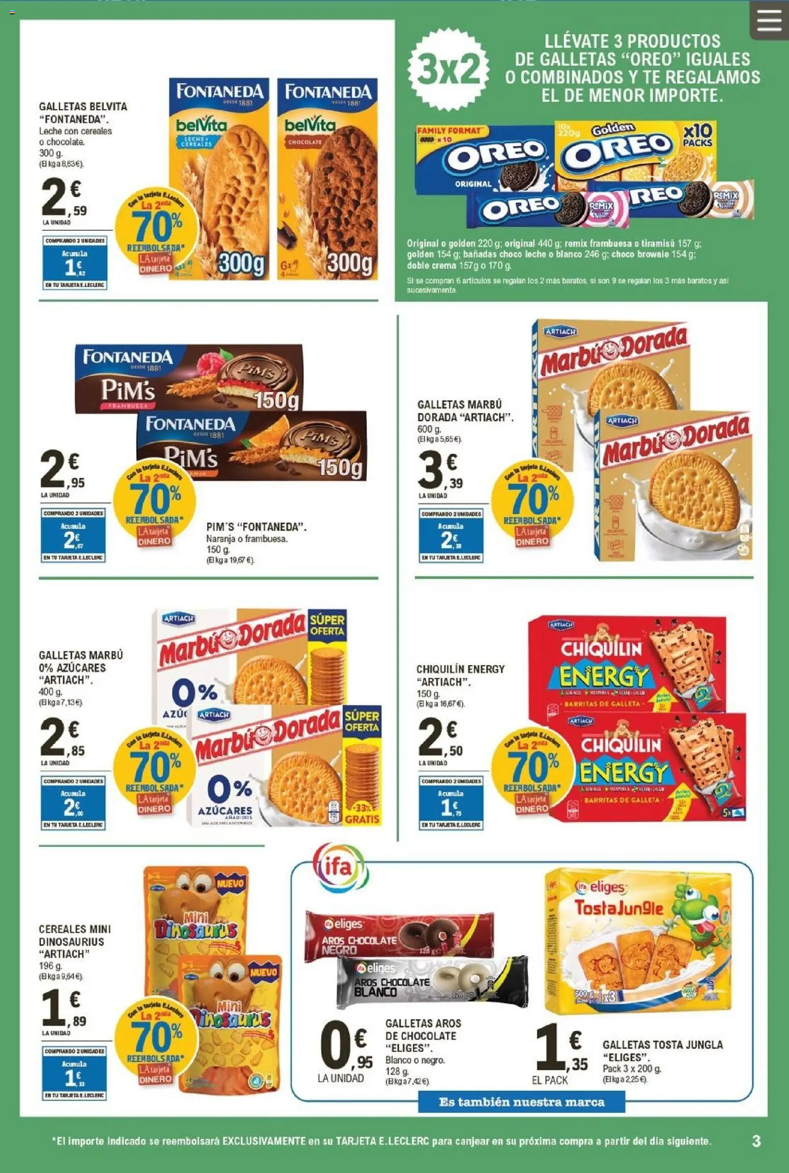 E.Leclerc folleto │ válido desde el 25.02.2026 | Página: 3 | Productos: Leche, Chocolate, Cereales, Crema