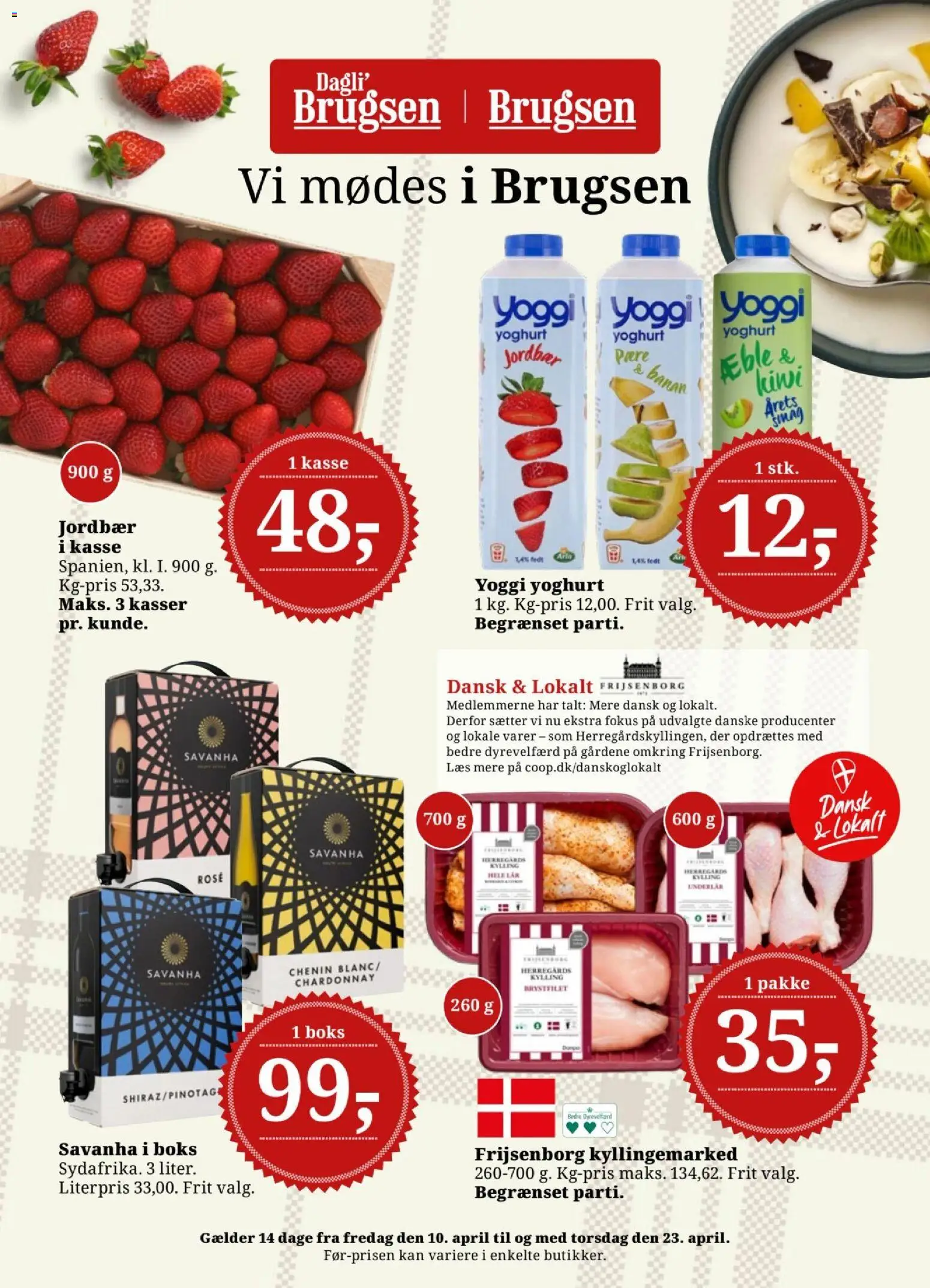 Dagli'Brugsen tilbudsavis – gyldig fra 10.04.2026 | Side: 1 | Produkter: Boks, Yoghurt, Jordbær, Søm