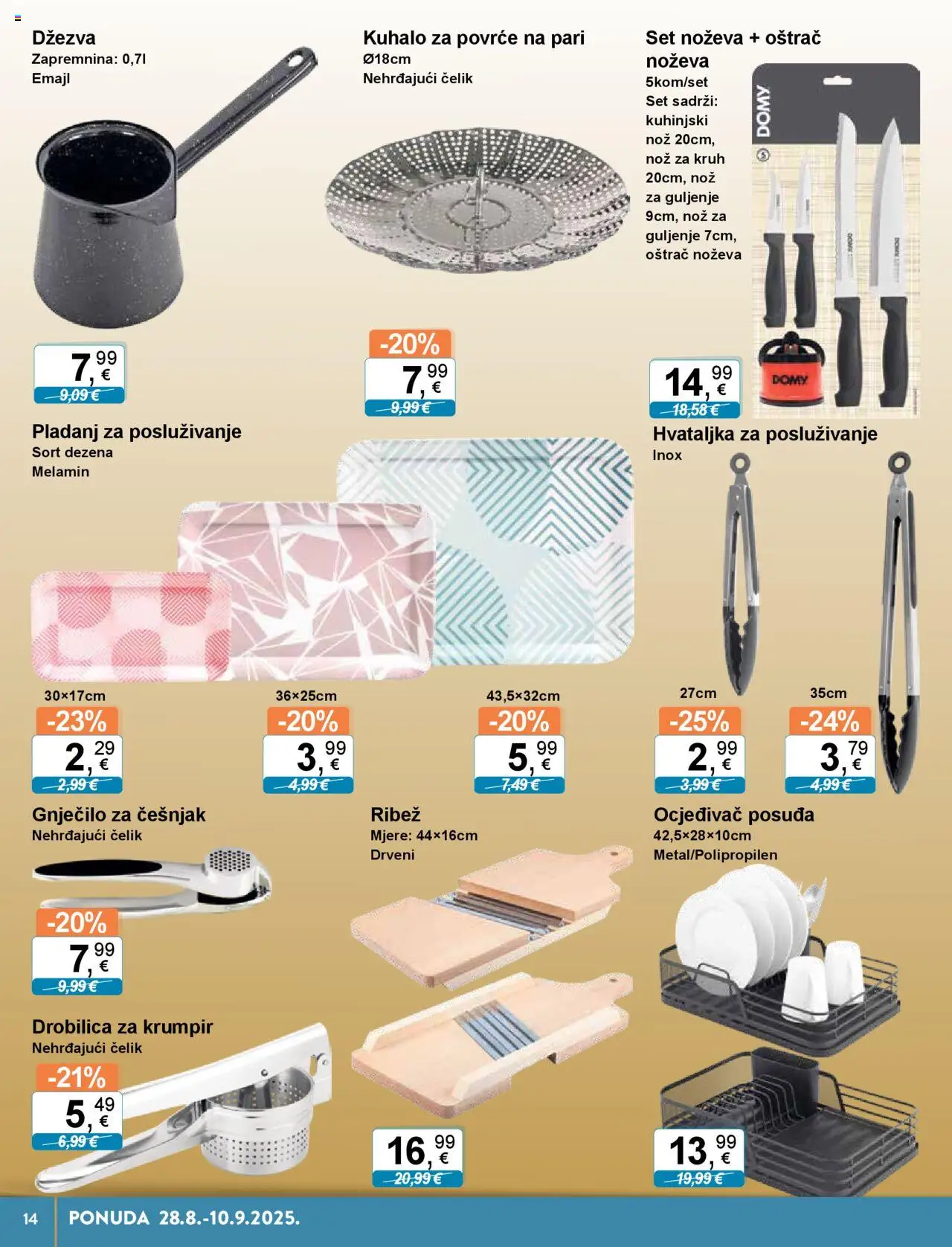 KTC katalog | vrijedi od 28.08.2025 | Stranica: 14 | Proizvodi: Ribež, Češnjak, Dzezva, Pladanj