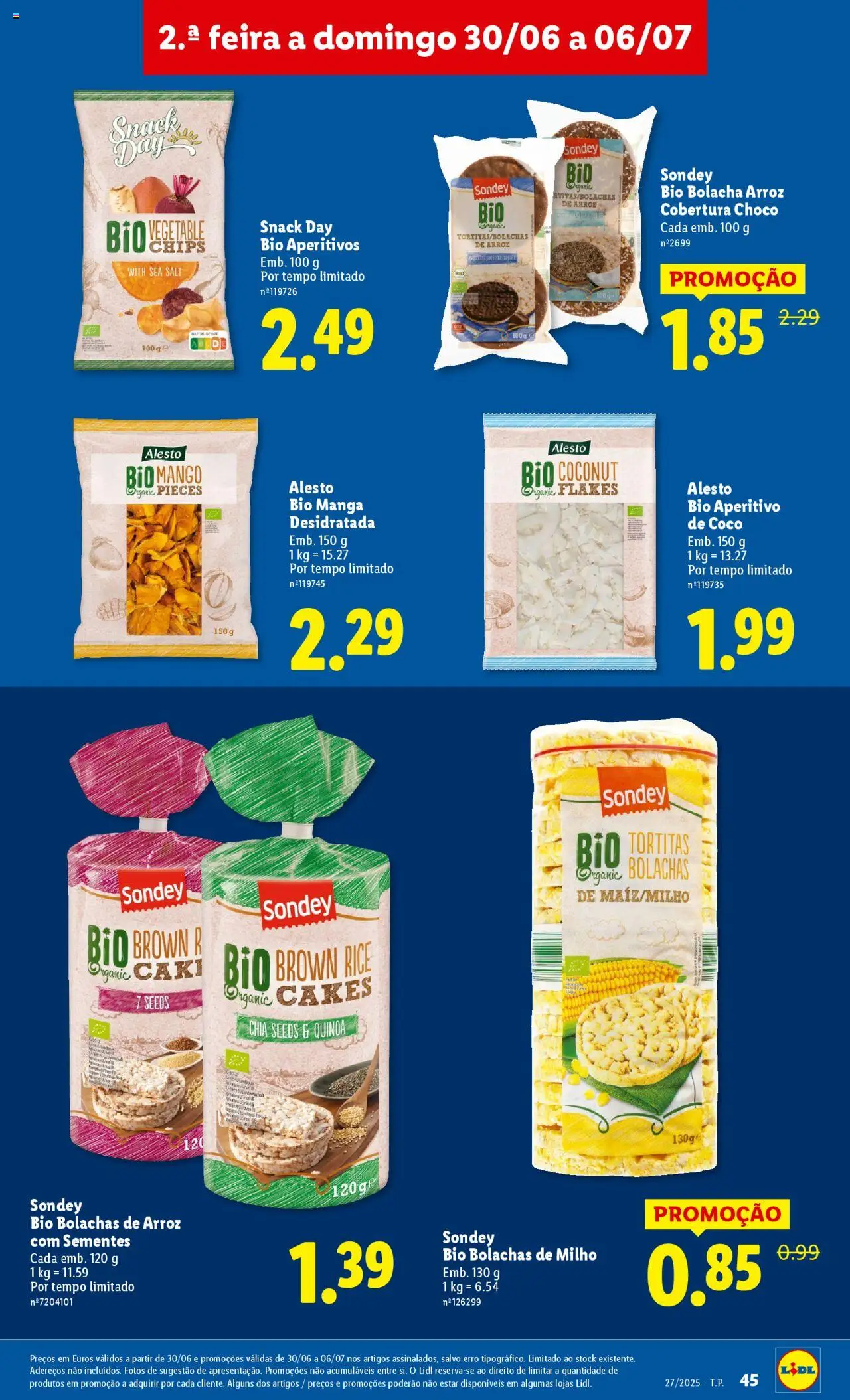 Lidl folheto │ válido de 30.06.2025 | Página: 45 | Produtos: Bolachas, Quinoa, Arroz, Milho