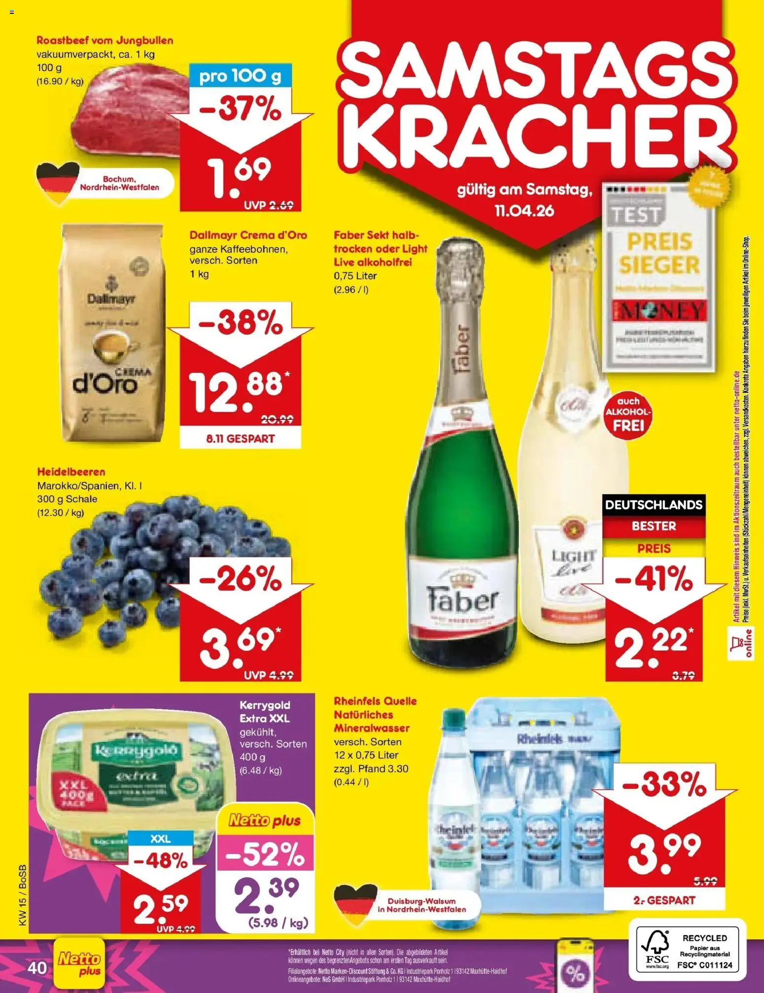 Netto Marken-Discount Prospekt Stadtlohn	 – gültig ab 05.04.2026 | Seite: 58 | Produkte: Sekt, Roastbeef, Dallmayr, Rheinfels quelle