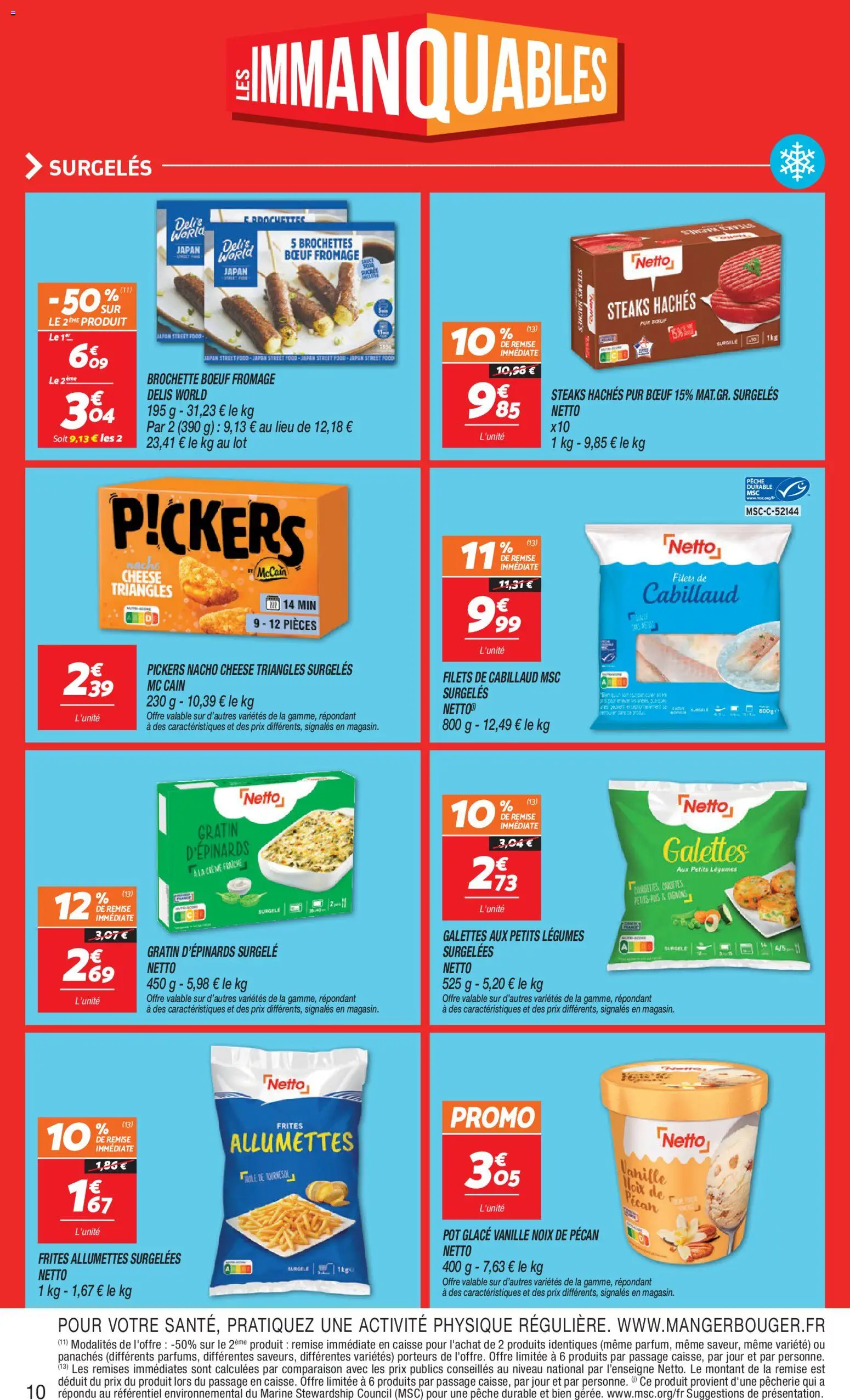 {H1} | Page: 10 | Produits: Pêche, Frites, Fromage, Crème fraiche