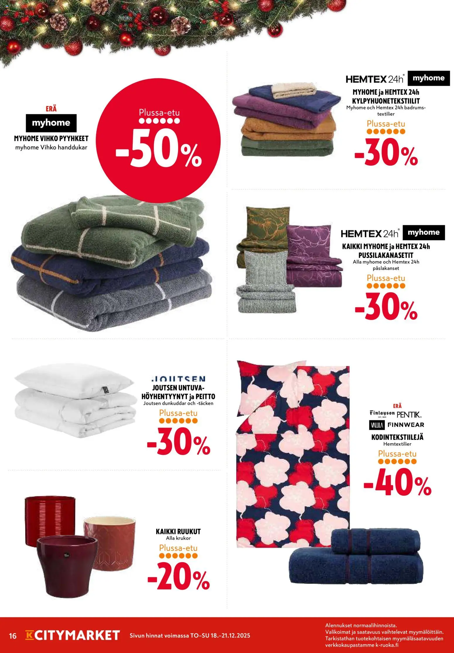 K-Citymarket tarjoukset – voimassa 18.12.2025 alkaen | Sivu: 16 | Tuotteet: Pyyhkeet, Peitto