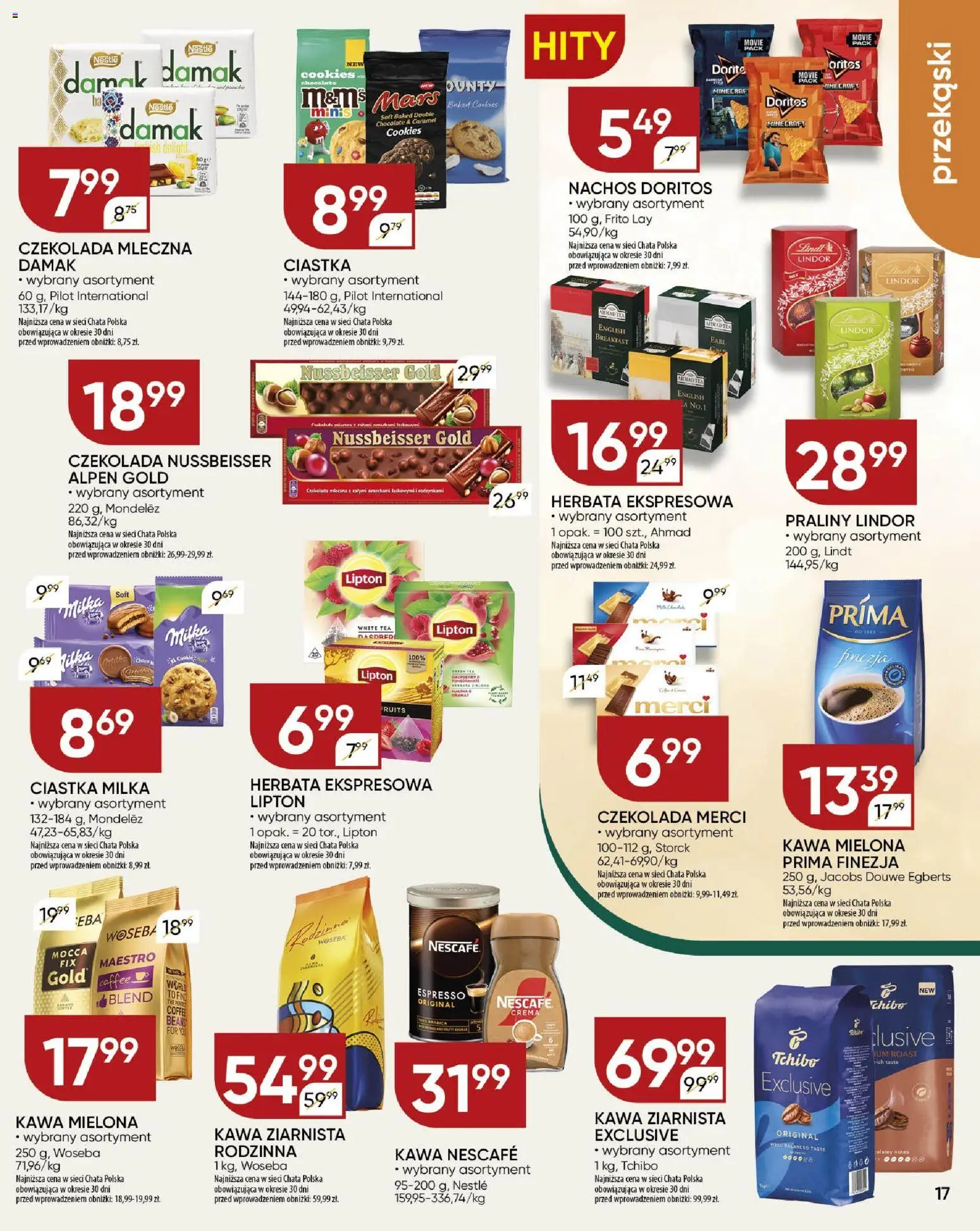 Chata Polska Gazetka od 18.12.2025 | Strona: 17 | Produkty: Czekolada mleczna, Nachos, Kawa ziarnista, Ciastka
