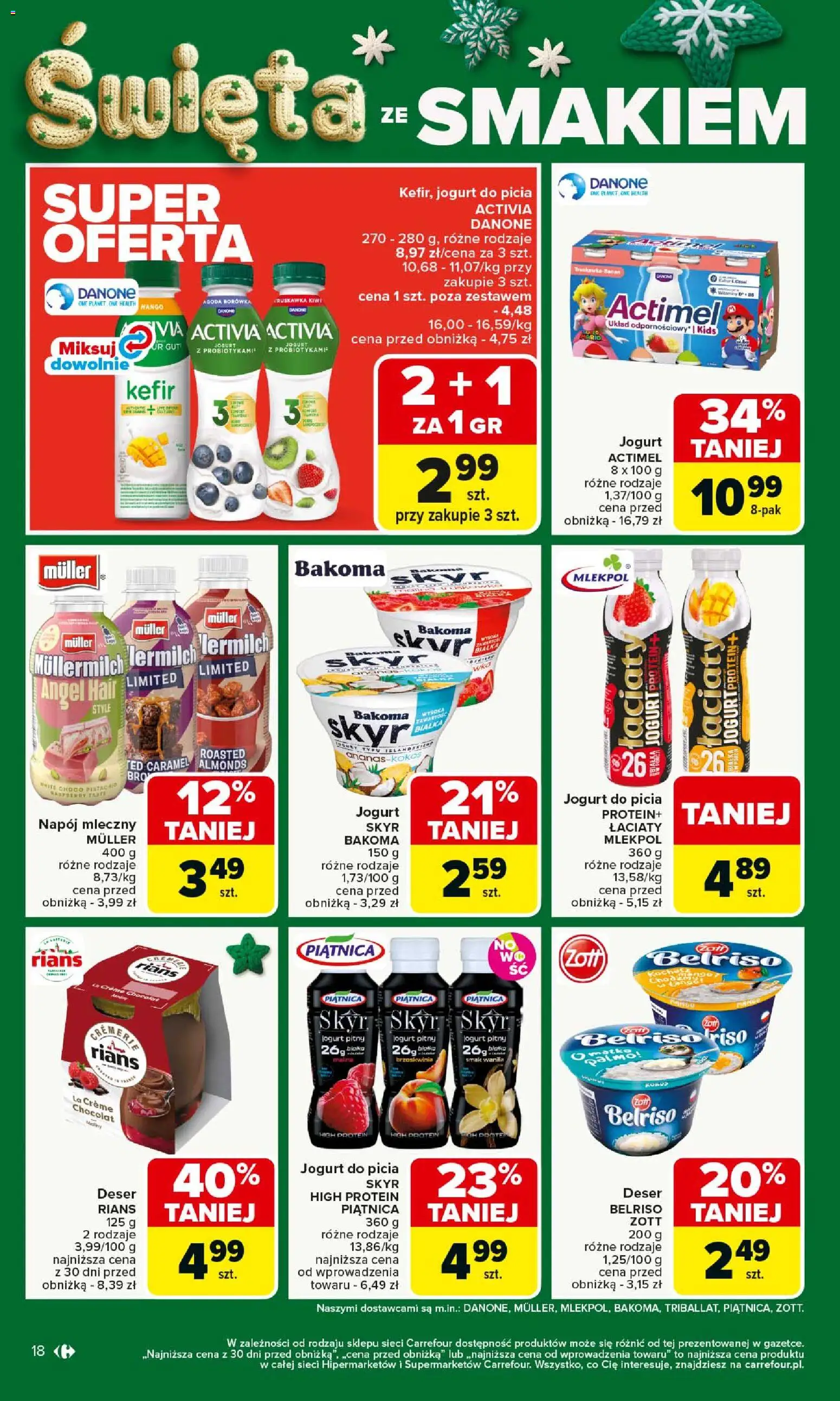 Carrefour Gazetka od 08.12.2025 | Strona: 22 | Produkty: Mango, Brzoskwinia, Kefir, Jogurt pitny