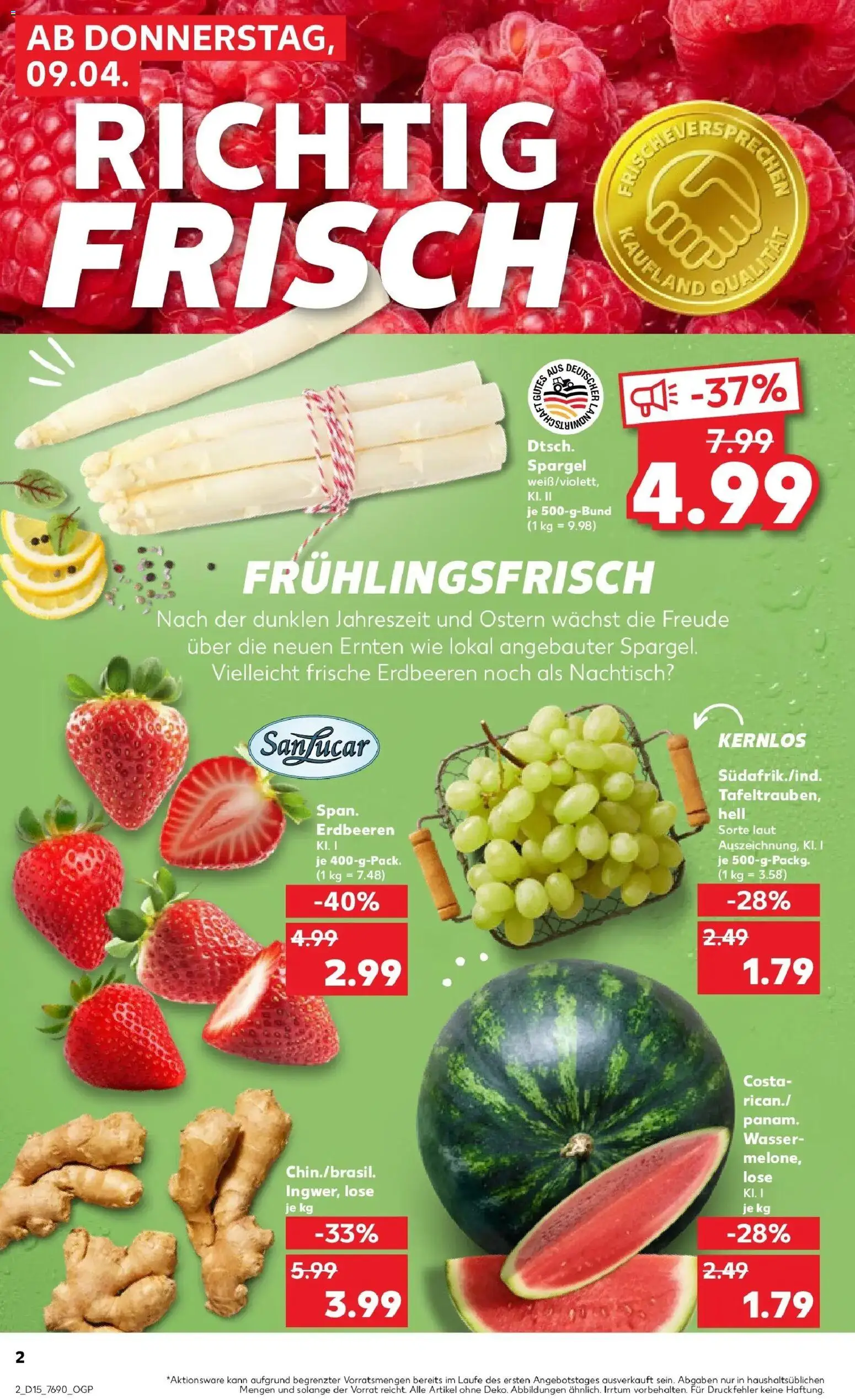 Kaufland Prospekt Nagold	 – gültig ab 07.04.2026 | Seite: 14 | Produkte: Spargel, Wasser, Wassermelone, Erdbeeren