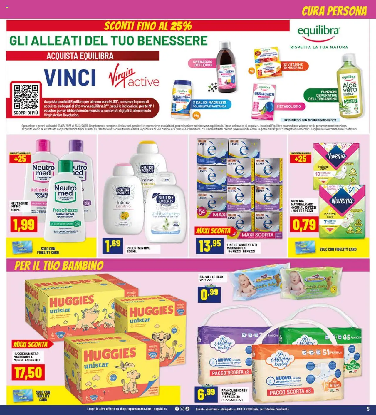 Volantino RisparmioCasa del 25.09.2025 | Pagina: 5 | Prodotti: Pannolini, Tè, Intimo