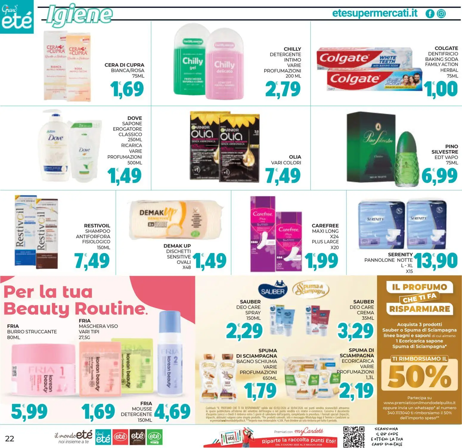 Volantino Eté del 17.04.2026 | Pagina: 22 | Prodotti: Struccante, Sapone, Burro, Profumo