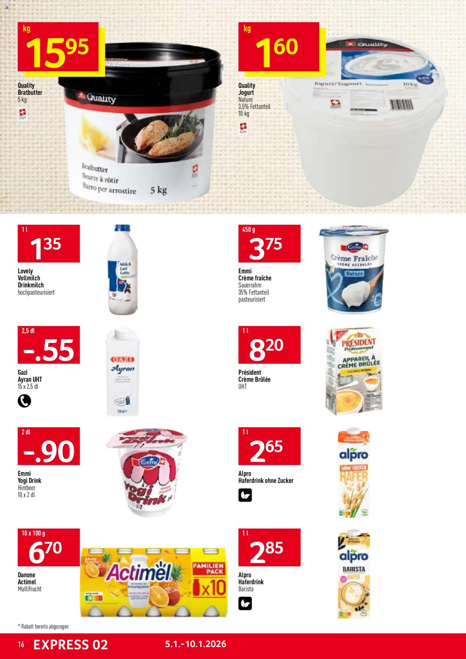 Prodega Aktionen – gültig ab 05.01.2026 | Seite: 16 | Produkte: Actimel, Creme Brulee, Sauerrahm, Creme