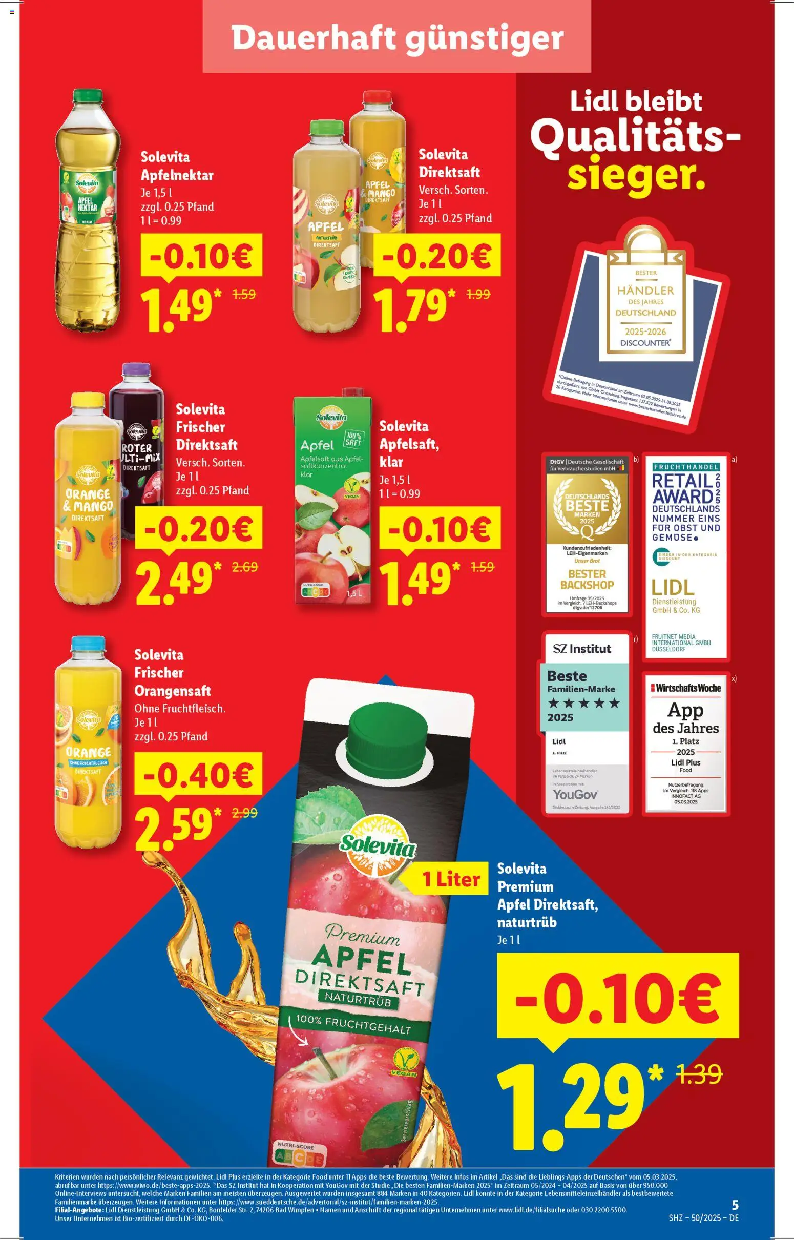 Lidl - Prospekt – gültig ab 08.12.2025 | Seite: 5 | Produkte: Bad, Orangensaft, Gemüse, Saft