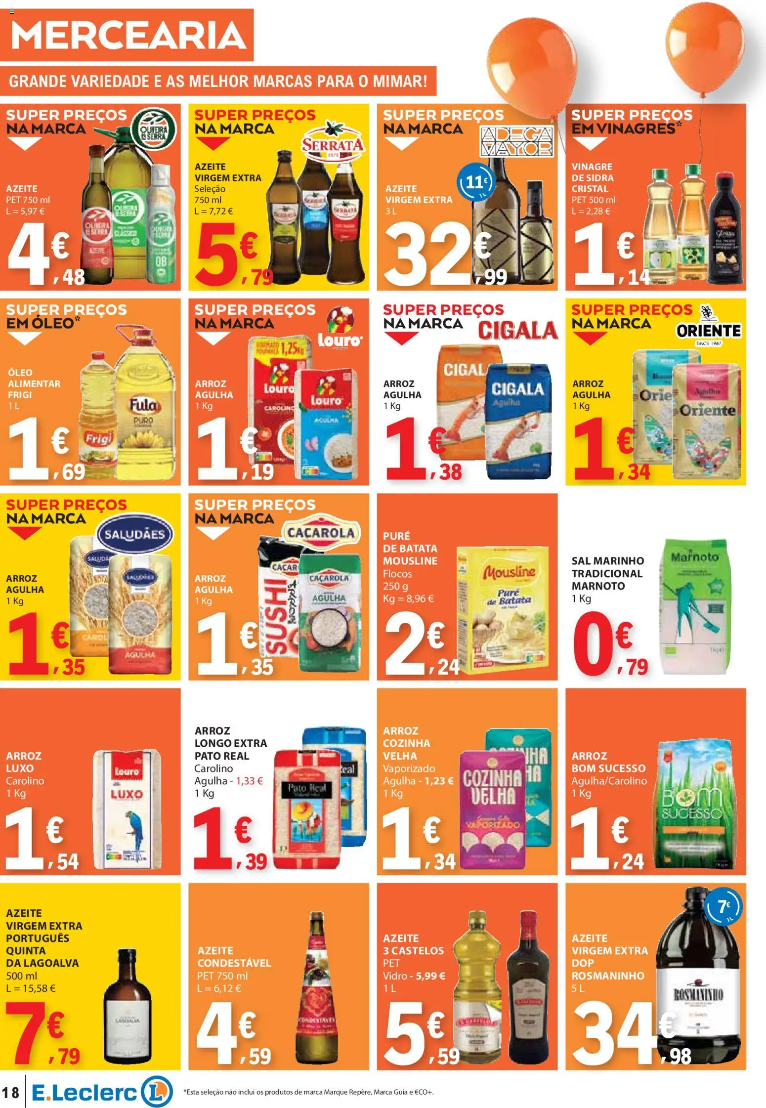 E.Leclerc folheto │ válido de 23.10.2025 | Página: 18 | Produtos: Vinagre, Batata, Sal, Arroz