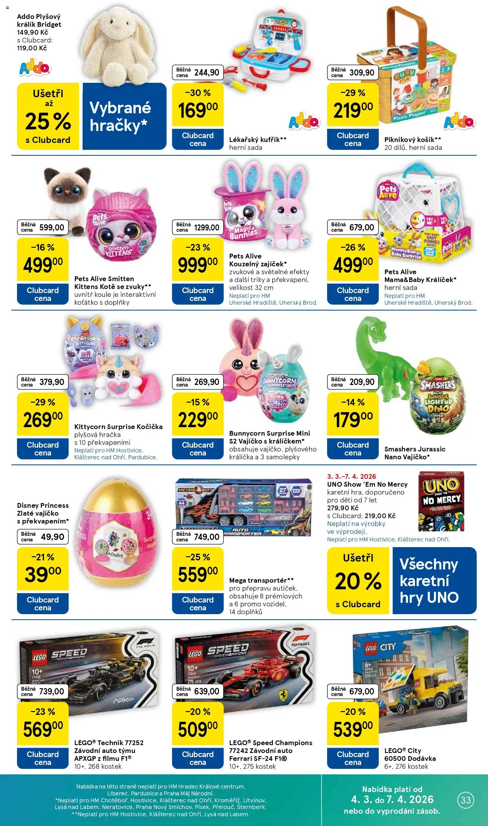 Tesco leták - Hypermarket od 18.03.2026 | Strana: 33 | Produkty: Kufřík, Králík, LEGO, Samolepky