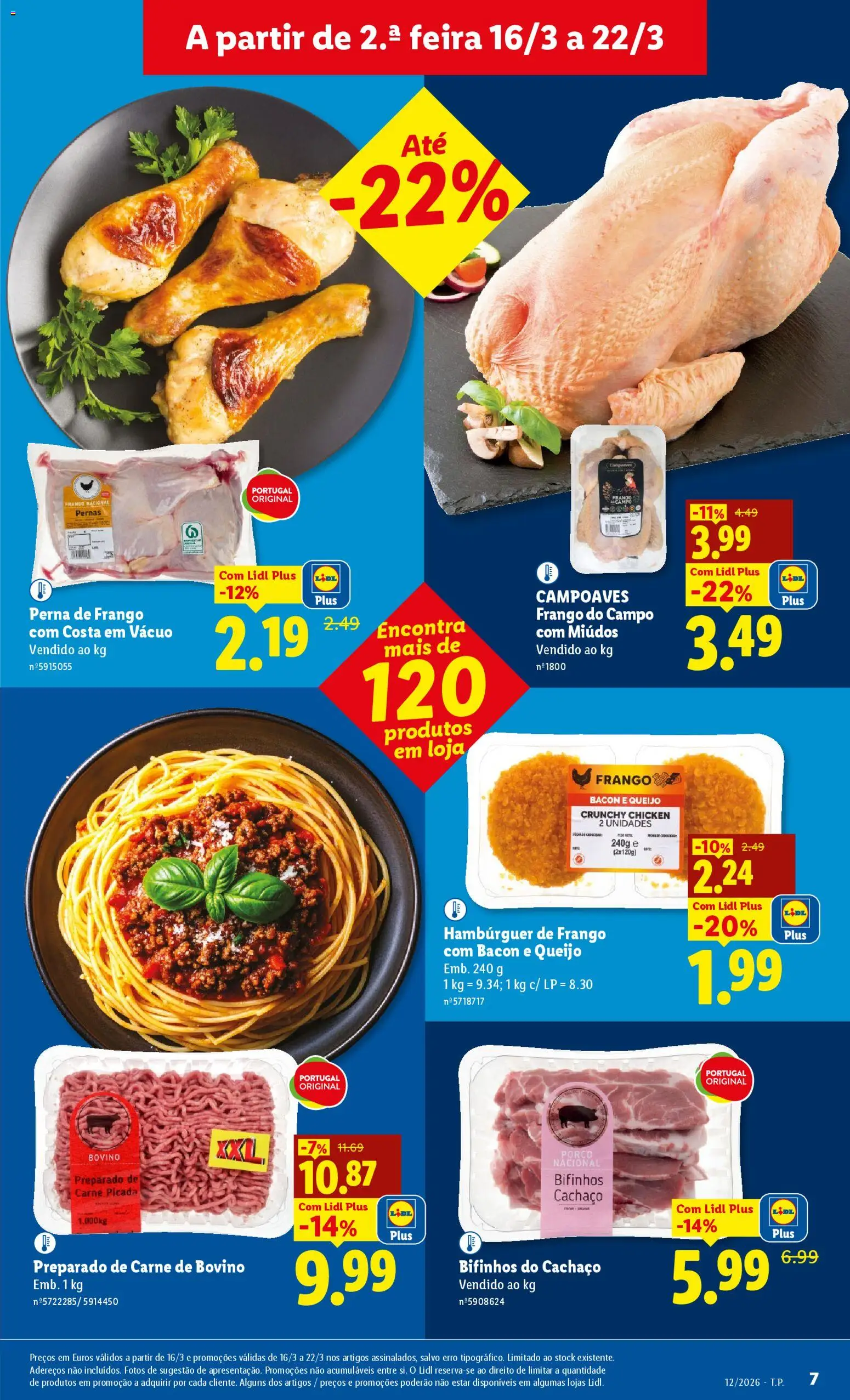 Lidl folheto │ válido de 16.03.2026 | Página: 7 | Produtos: Bacon, Frango, Queijo, Carne