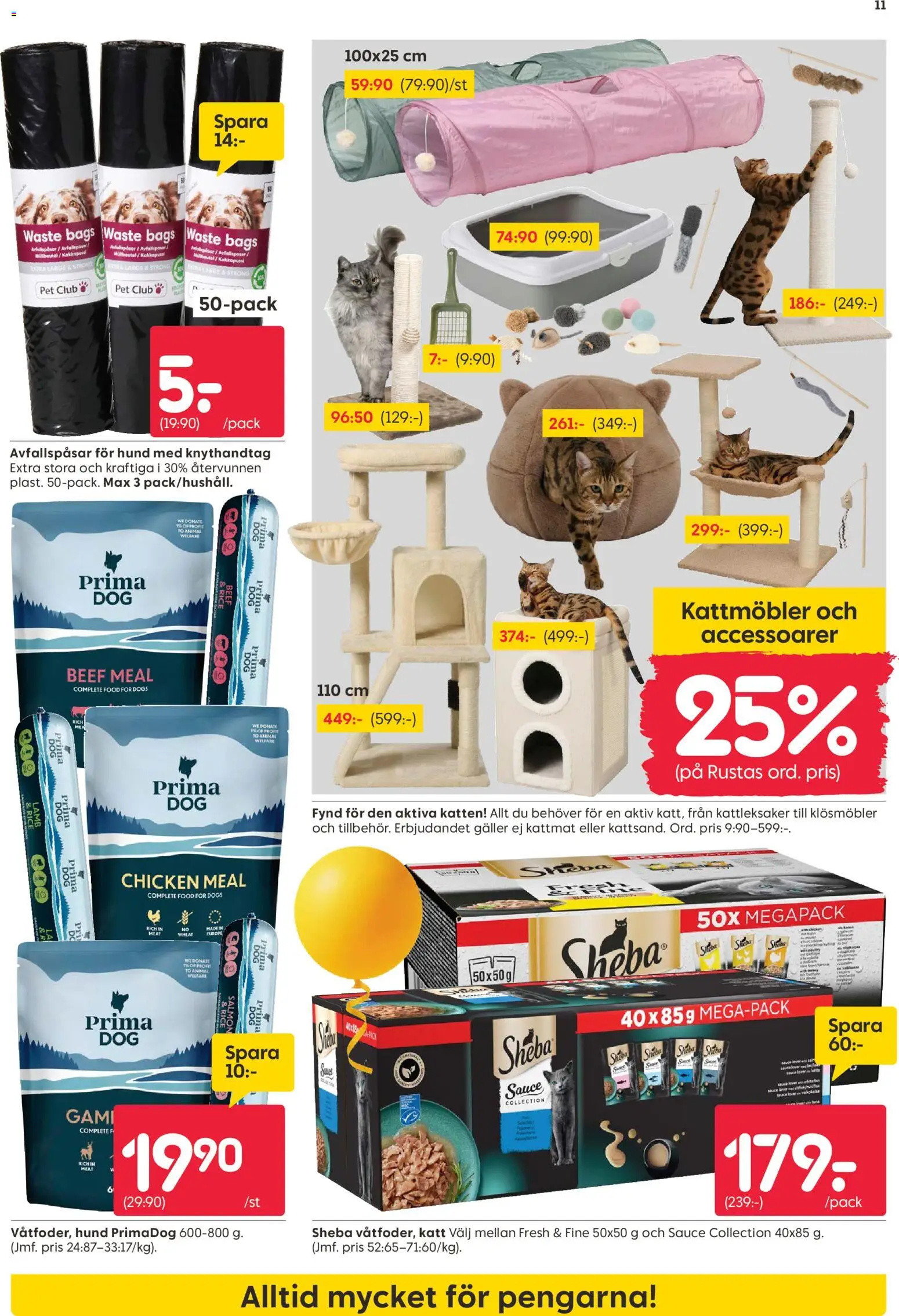 Rusta reklamblad aktuell från 20.04.2026 | Sida: 11 | Produkter: Avfallspåsar, Galler, Kattmat