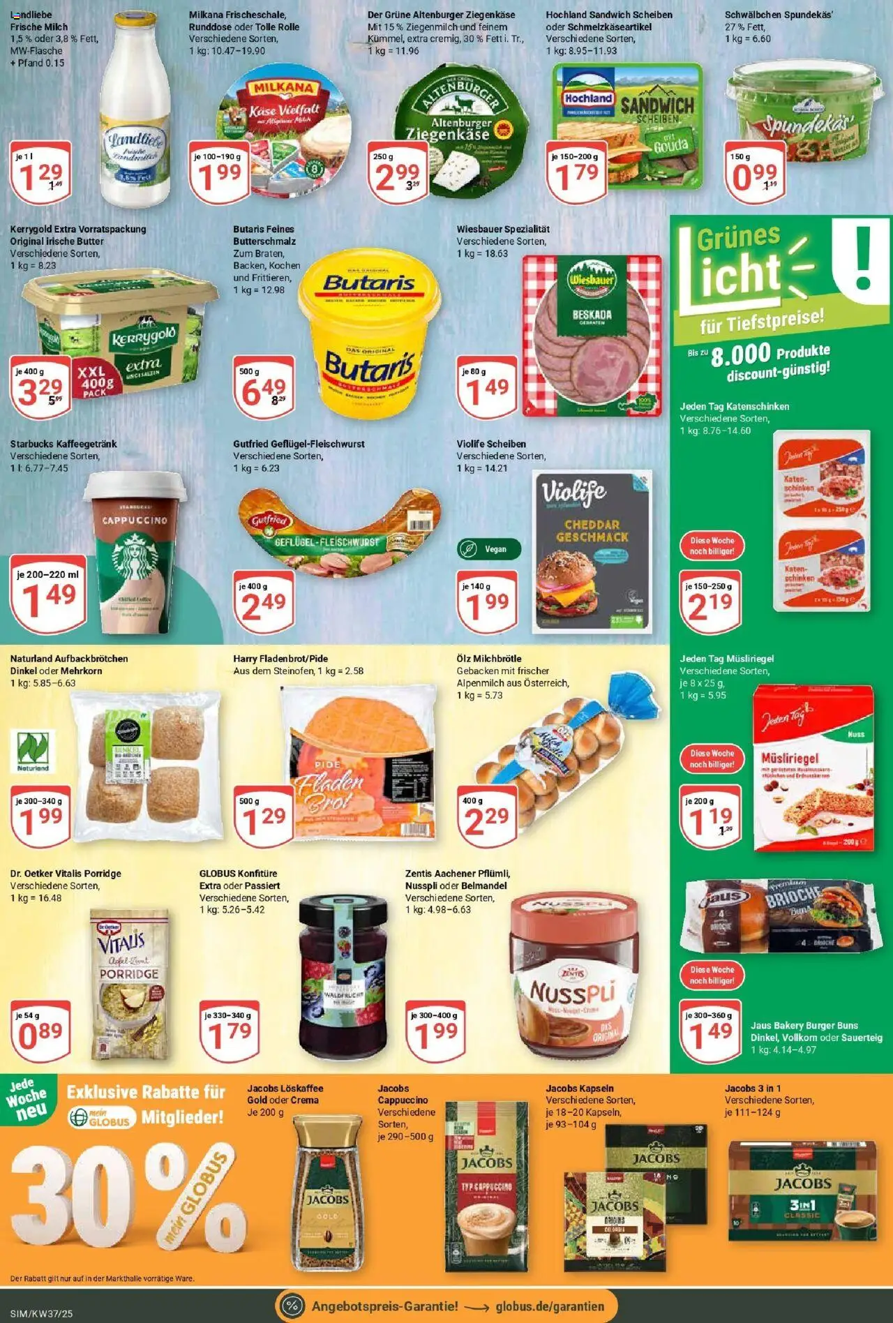 Globus prospekt Simmern	 – gültig ab 07.09.2025 | Seite: 11 | Produkte: Milch, Butter, Gouda, Starbucks