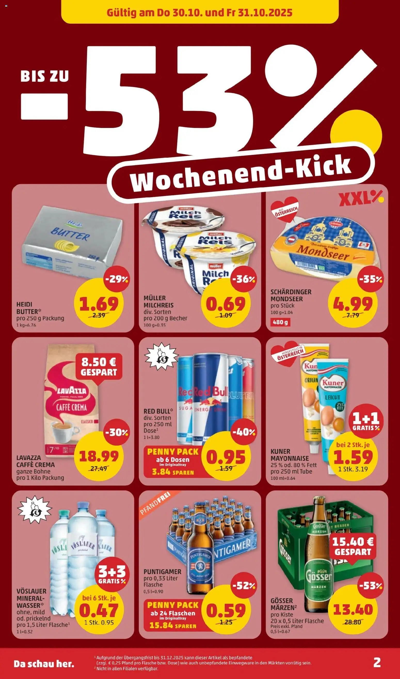 Penny Markt Flugblatt gültig ab 30.10.2025 | Seite: 2 | Produkte: Mayonnaise, Milch, Butter