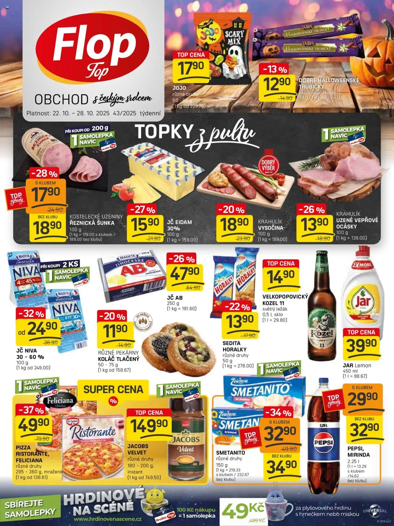 Flop leták - FlopTop od 22.10.2025 | Strana: 1 | Produkty: Pizza, Kozel, Jacobs, Vysočina