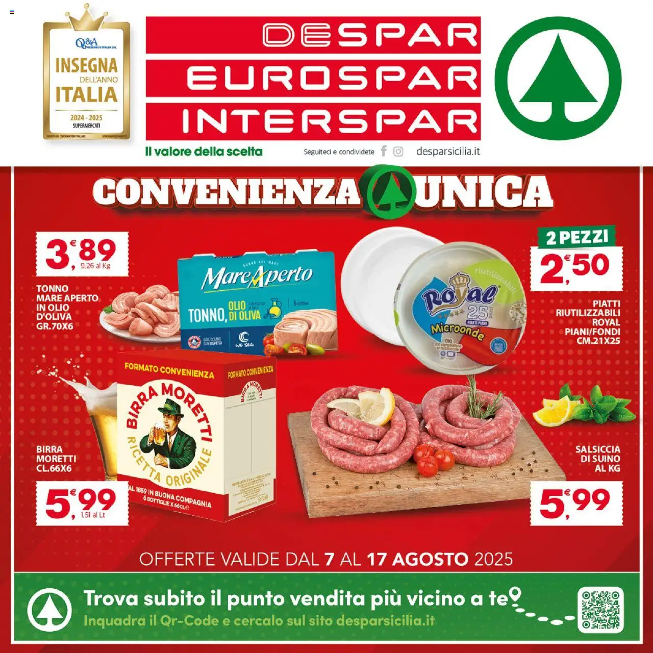 Volantino Interspar del 07.08.2025 | Pagina: 20 | Prodotti: Birra, Suino, Olio, Salsiccia