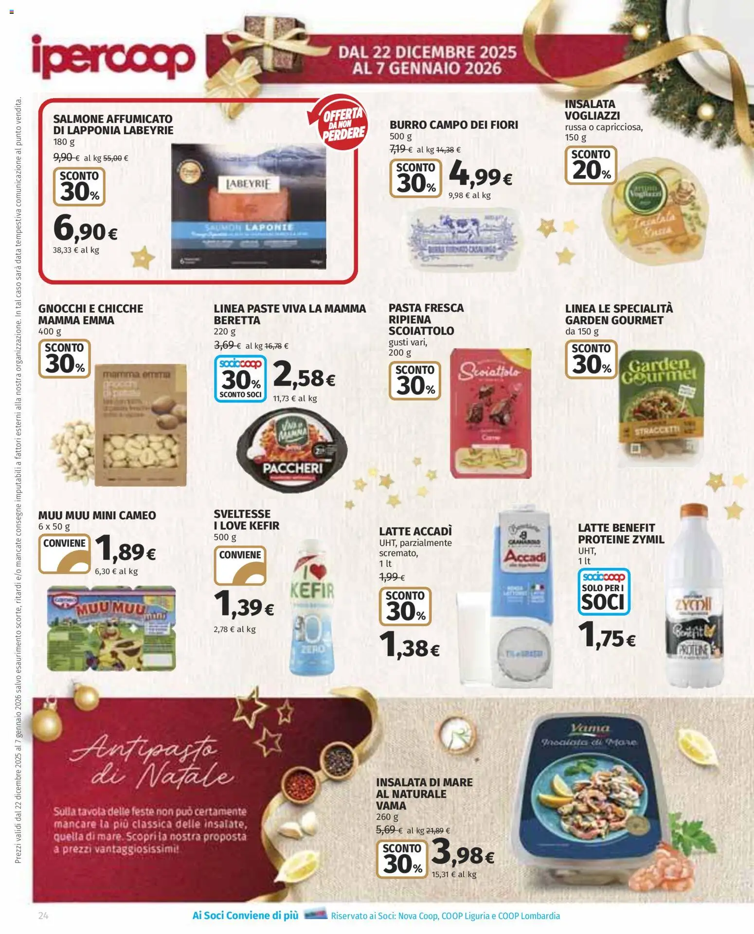 Volantino Ipercoop del 22.12.2025 | Pagina: 24 | Prodotti: Salmone affumicato, Insalata, Latte, Data