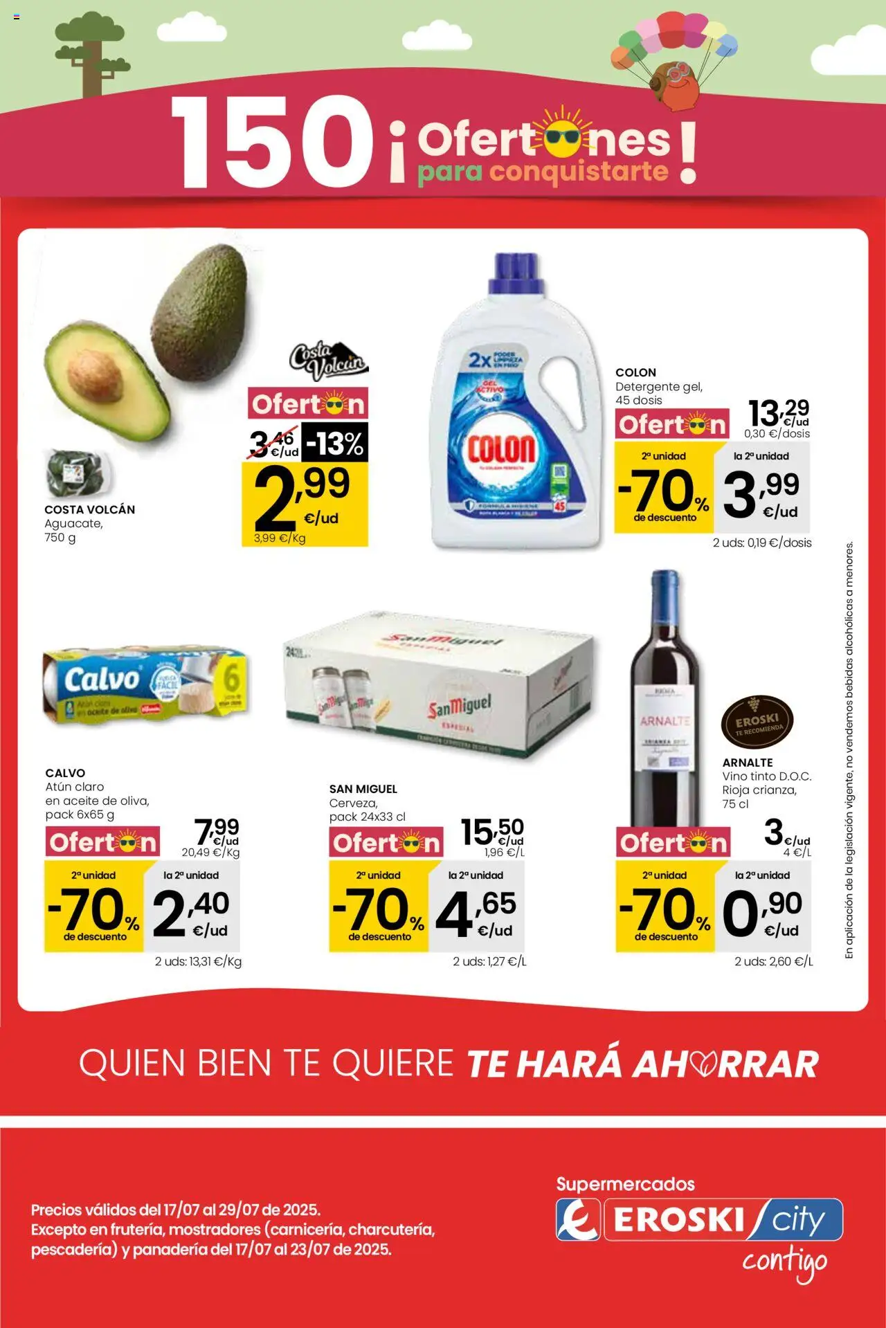 Eroski folleto │ válido desde el 17.07.2025 | Página: 1 | Productos: Detergente, Vino, Panadería, Atún claro