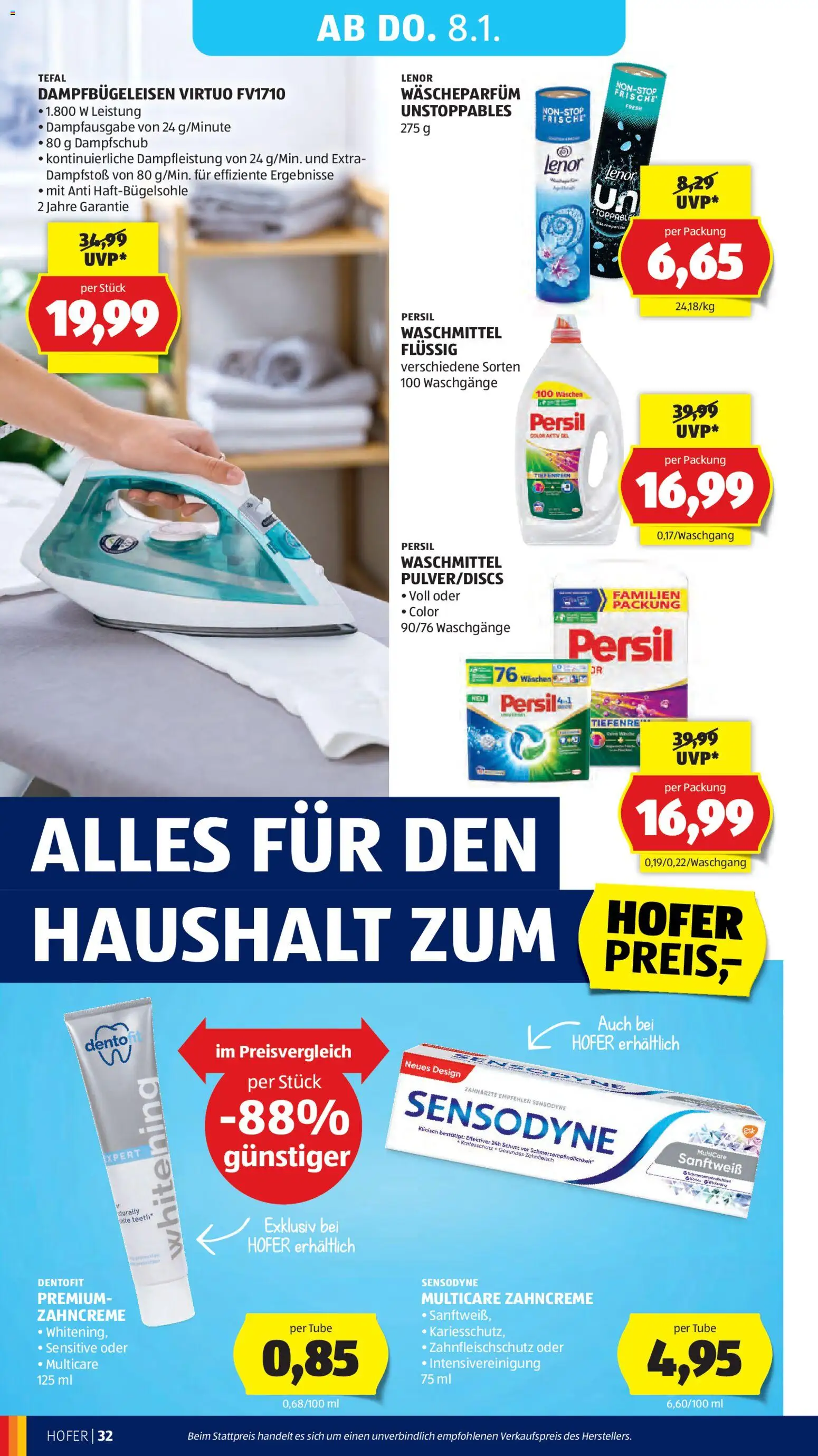 Hofer AT akciós ujság - amely érvényes a következő dátumtól: 02.01.2026 | Oldal: 36 | Termékek: Persil, Tefal