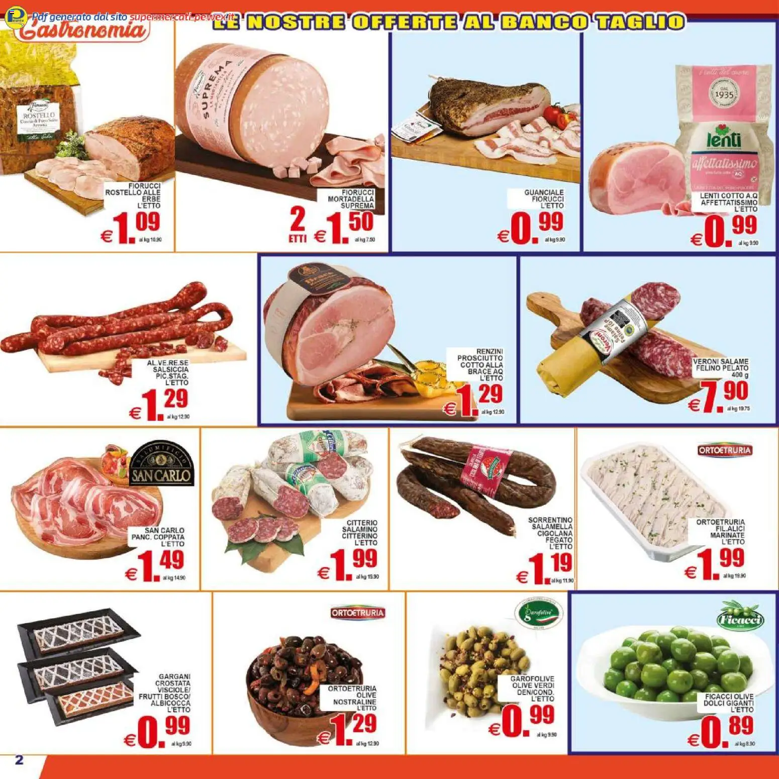 Volantino Pewex del 29.04.2026 | Pagina: 2 | Prodotti: Salame, Olive, Salsiccia, Guanciale
