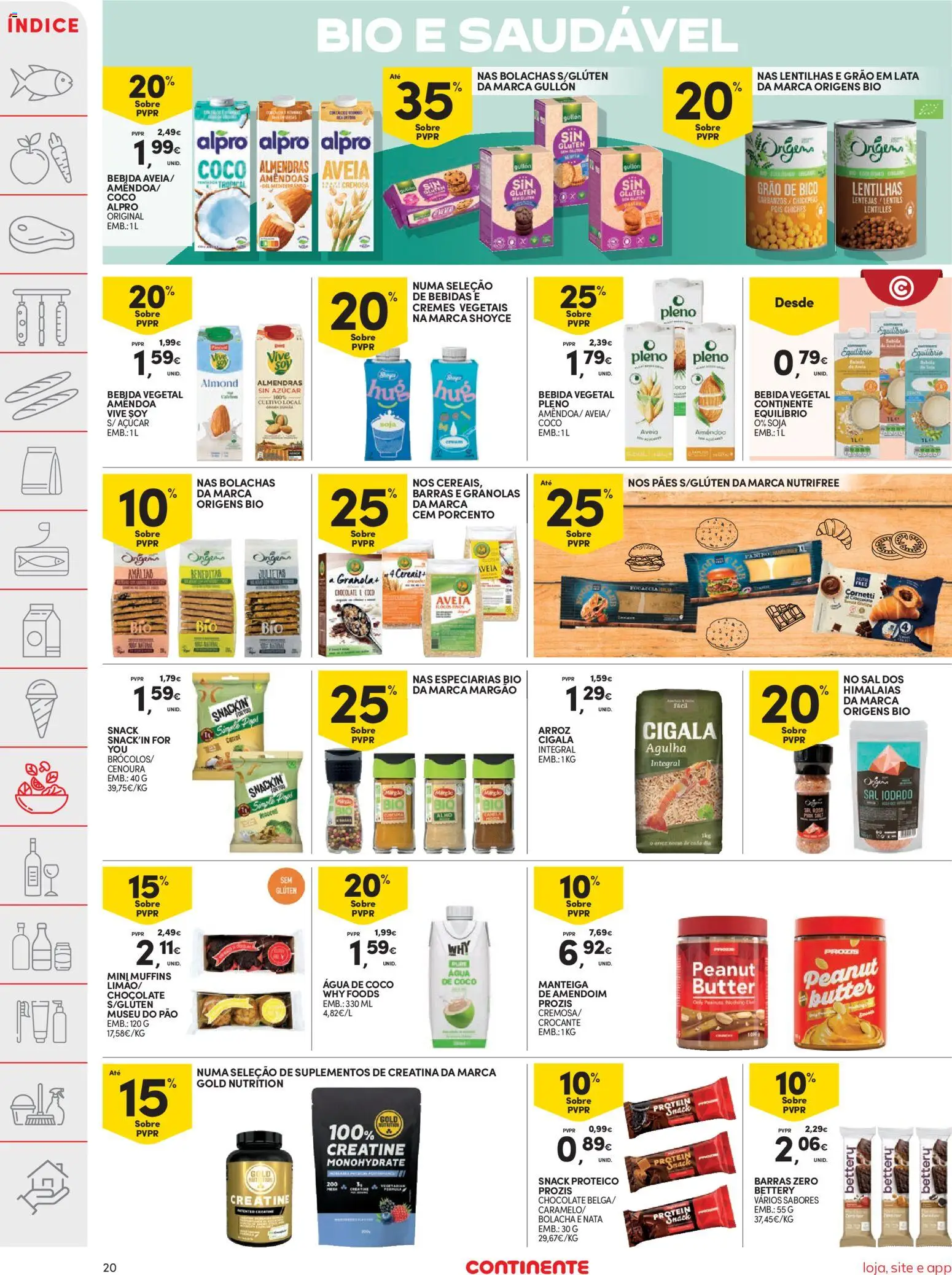 Continente folheto │ válido de 25.11.2025 | Página: 20 | Produtos: Soja, Agua, Sal, Açúcar