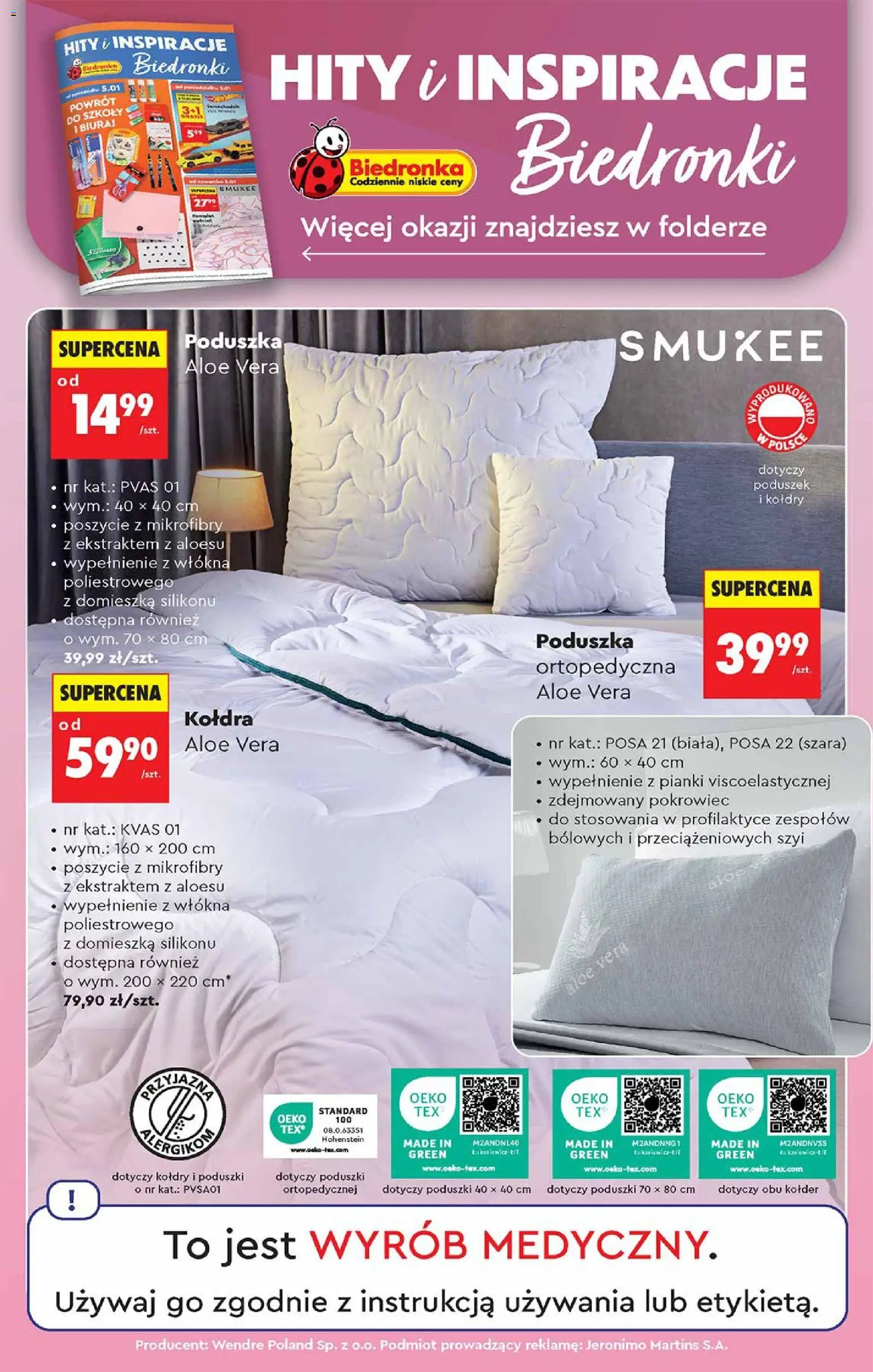 Biedronka gazetka - Oferta w tym tygodniu od 08.01.2026 | Strona: 72 | Produkty: Poduszka, Poduszka ortopedyczna, Pianki, Kołdra