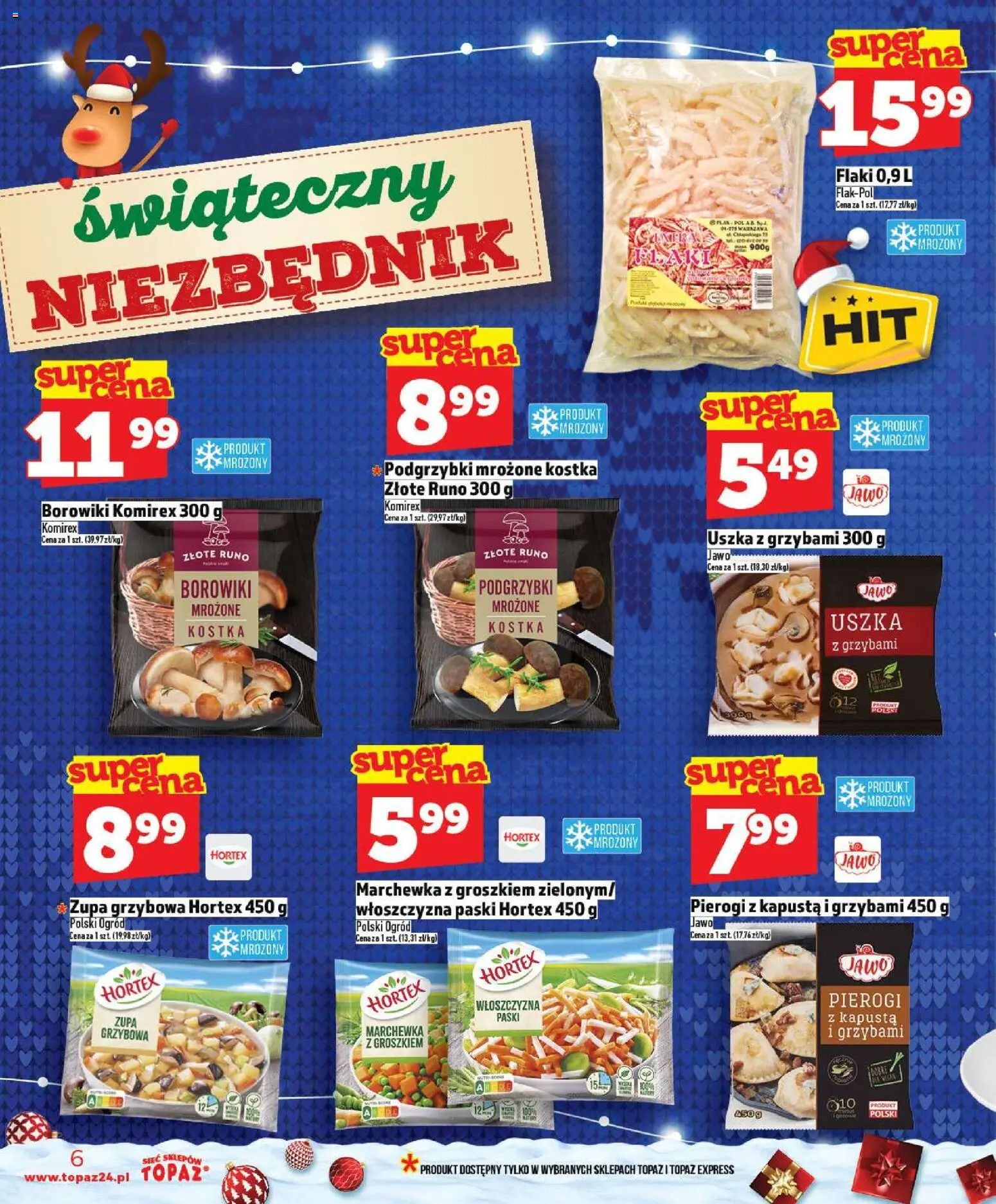Topaz Gazetka MAZ od 18.12.2025 | Strona: 6 | Produkty: Kapusta, Pierogi, Pierogi z kapusta i grzybami, Zupa