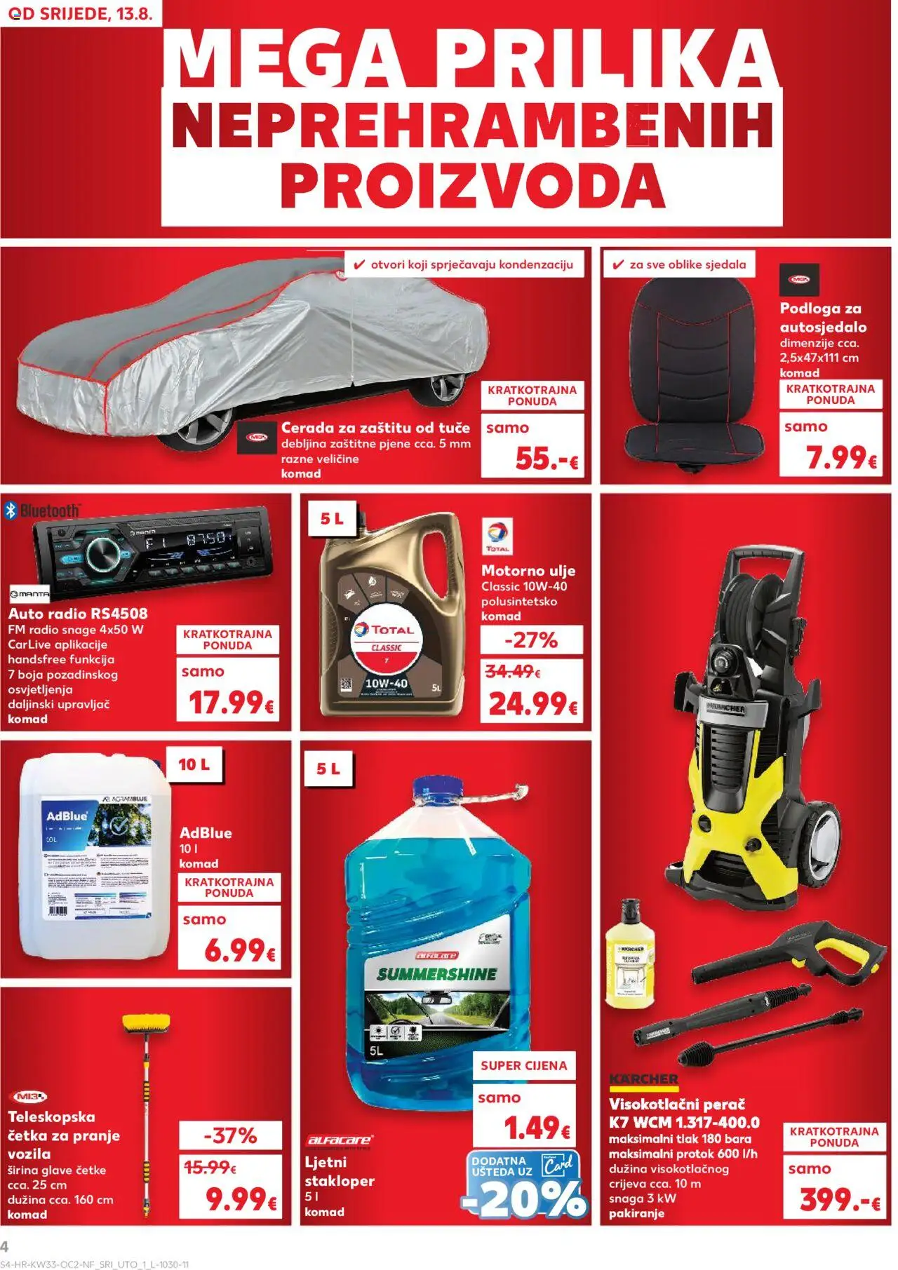 Kaufland katalog | vrijedi od 13.08.2025 | Stranica: 4 | Proizvodi: Motorno ulje, Četka, Radio, Kärcher