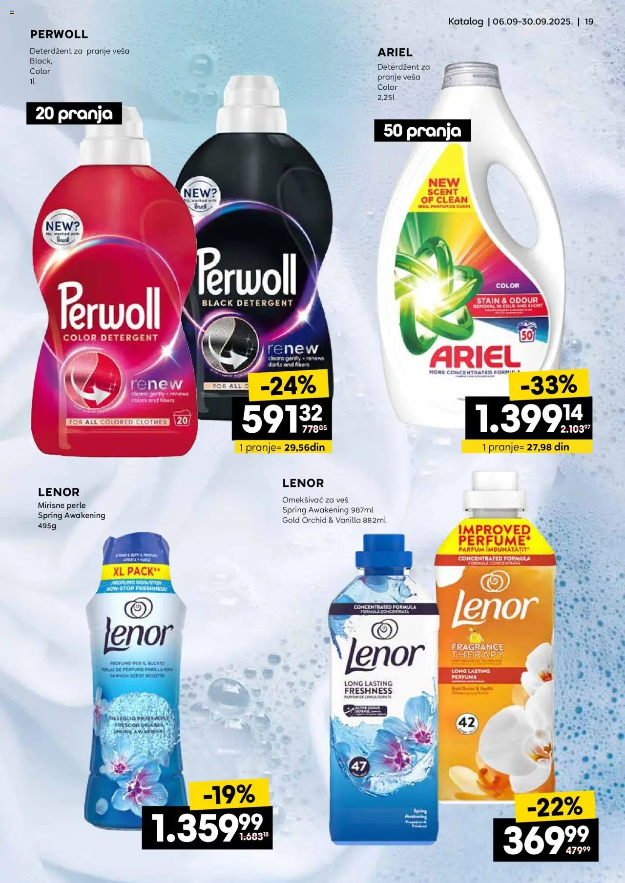 Idea katalog - važi od 06.09.2025 | Strana: 19 | Proizvode: Deterdžent, Ariel, Lenor, Omekšivač za veš