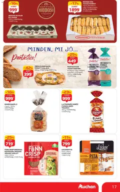Auchan Akciós újság - amely érvényes a következő dátumtól: 16.10.2025 | Oldal: 17 | Termékek: Kalács, Pita, Kenyér, Toast kenyér