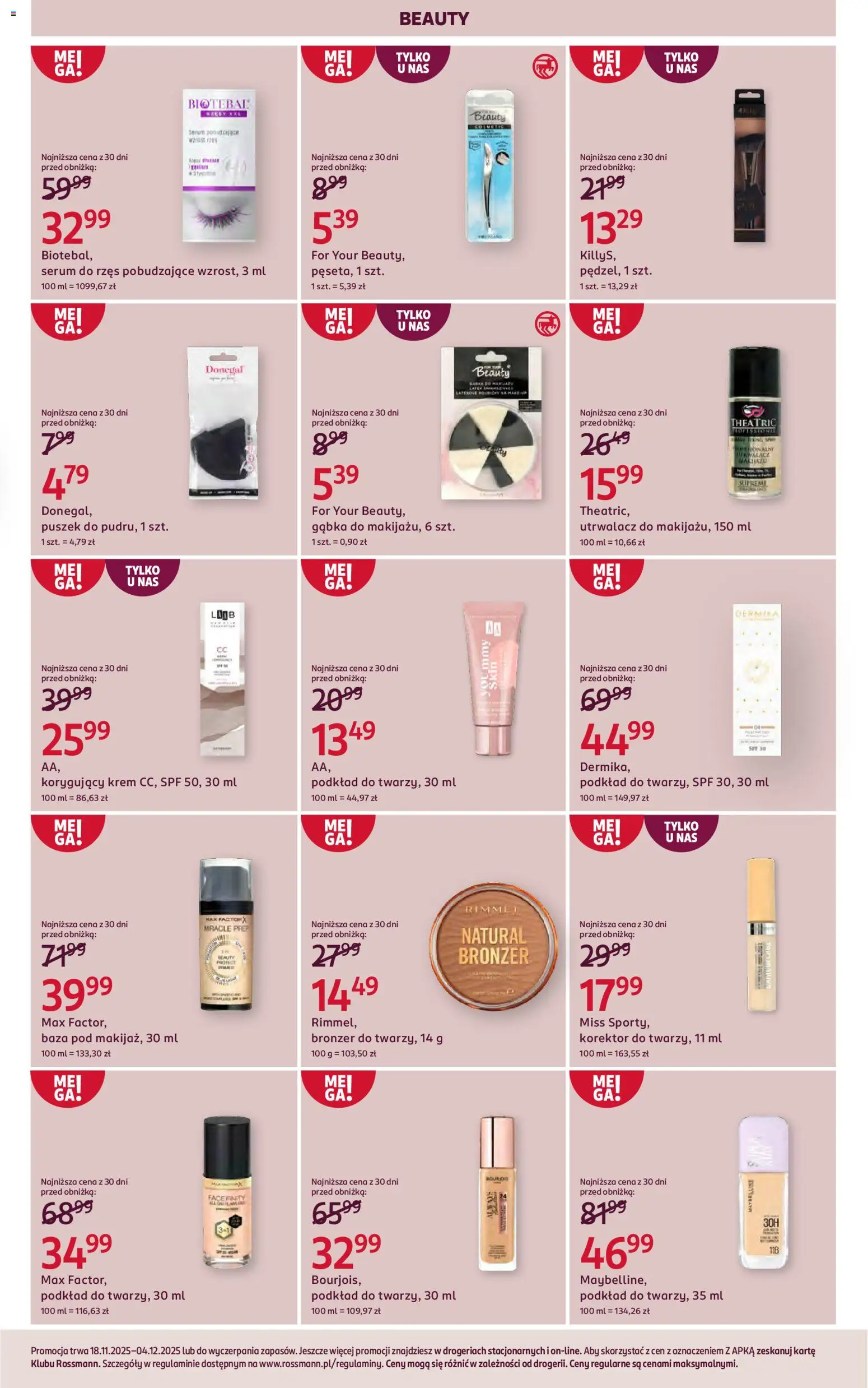 Rossmann Gazetka od 18.11.2025 | Strona: 5 | Produkty: Korektor, Bronzer, Gąbka, Krem