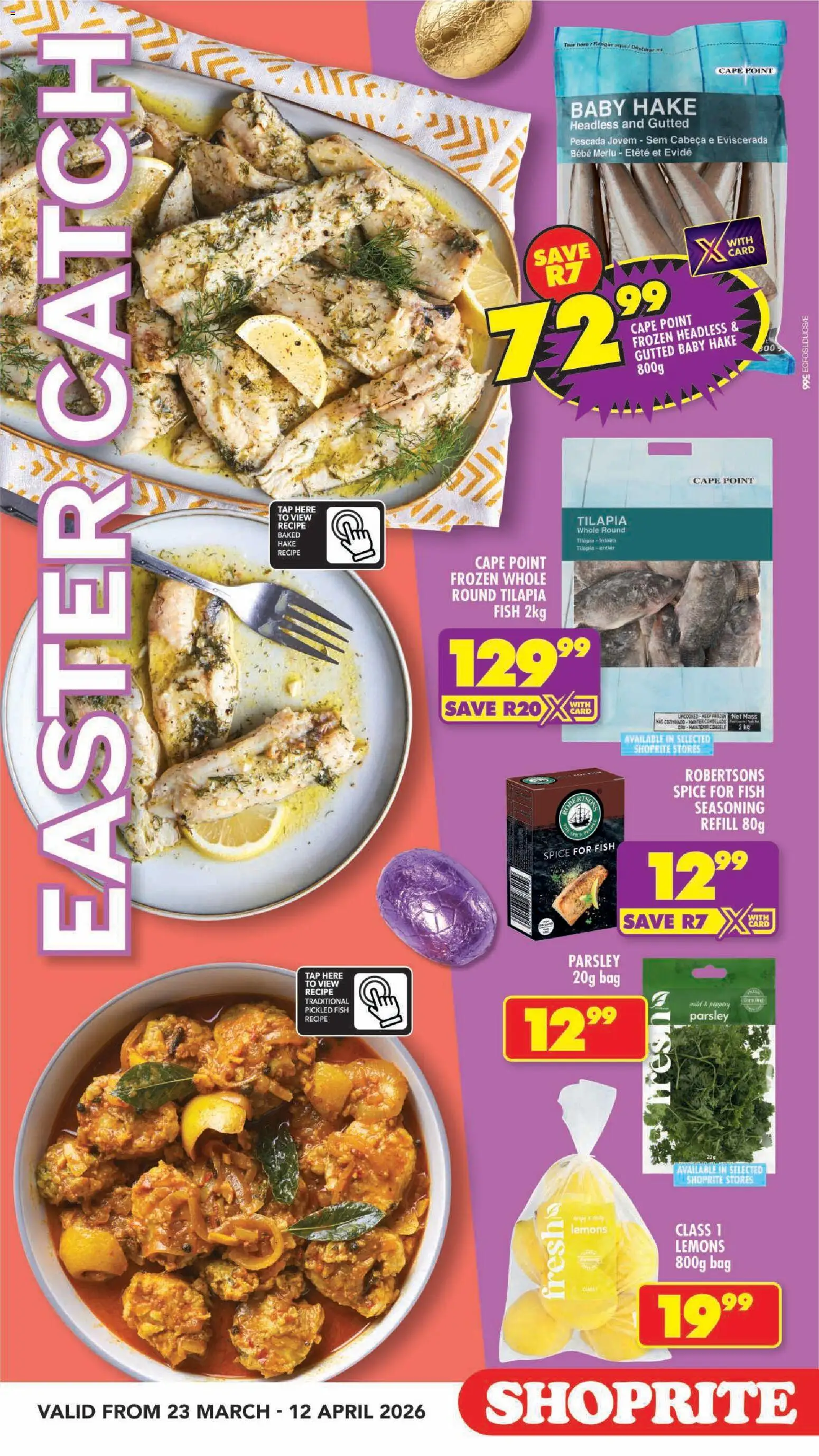 New Shoprite catalogue – valid from 23.03.2026 | Page: 3 | Products: Parsley, Fish, Tap, Seasoning