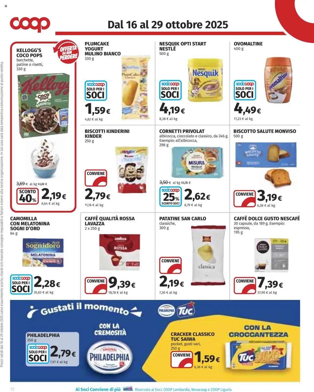 Volantino COOP del 16.10.2025 | Pagina: 12 | Prodotti: Cioccolato, Biscotti, Data, Lavazza