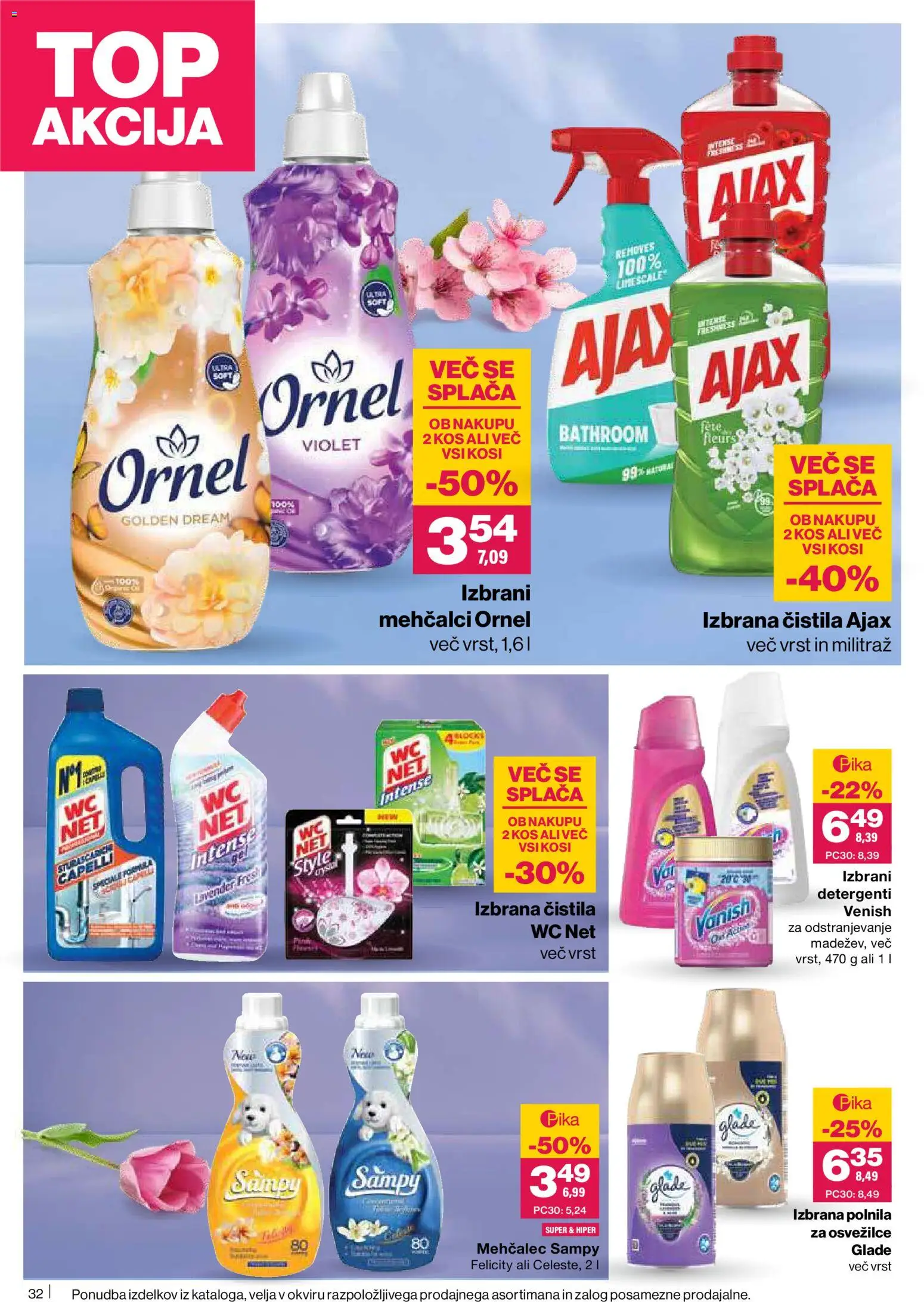 Novi Mercator katalog ponudbe – veljaven od 05.03.2026 | Stran: 32 | Izdelki: Mehčalec, Čistila, Kos, Detergent