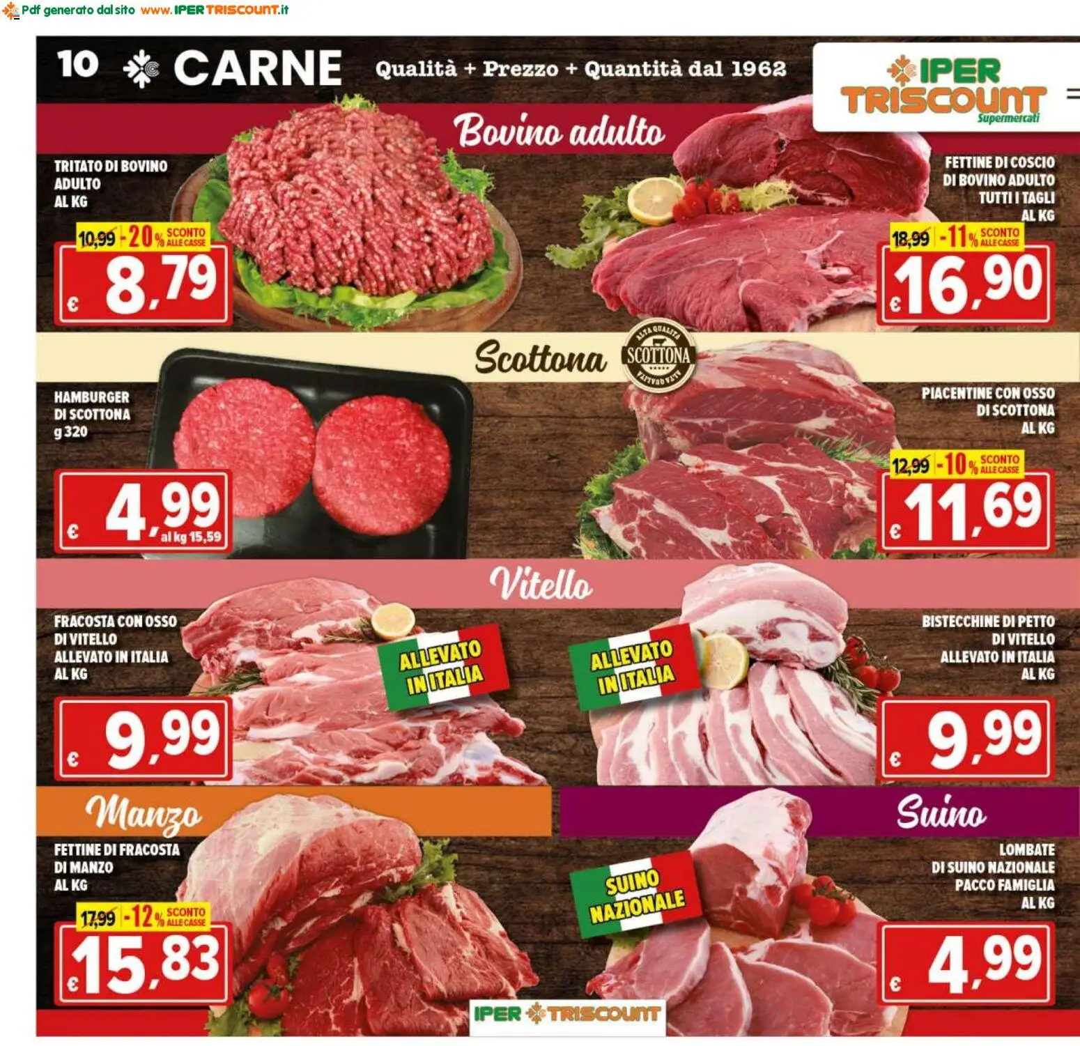 Volantino Ipertriscount del 17.04.2026 | Pagina: 10 | Prodotti: Bovino, Manzo, Suino, Hamburger