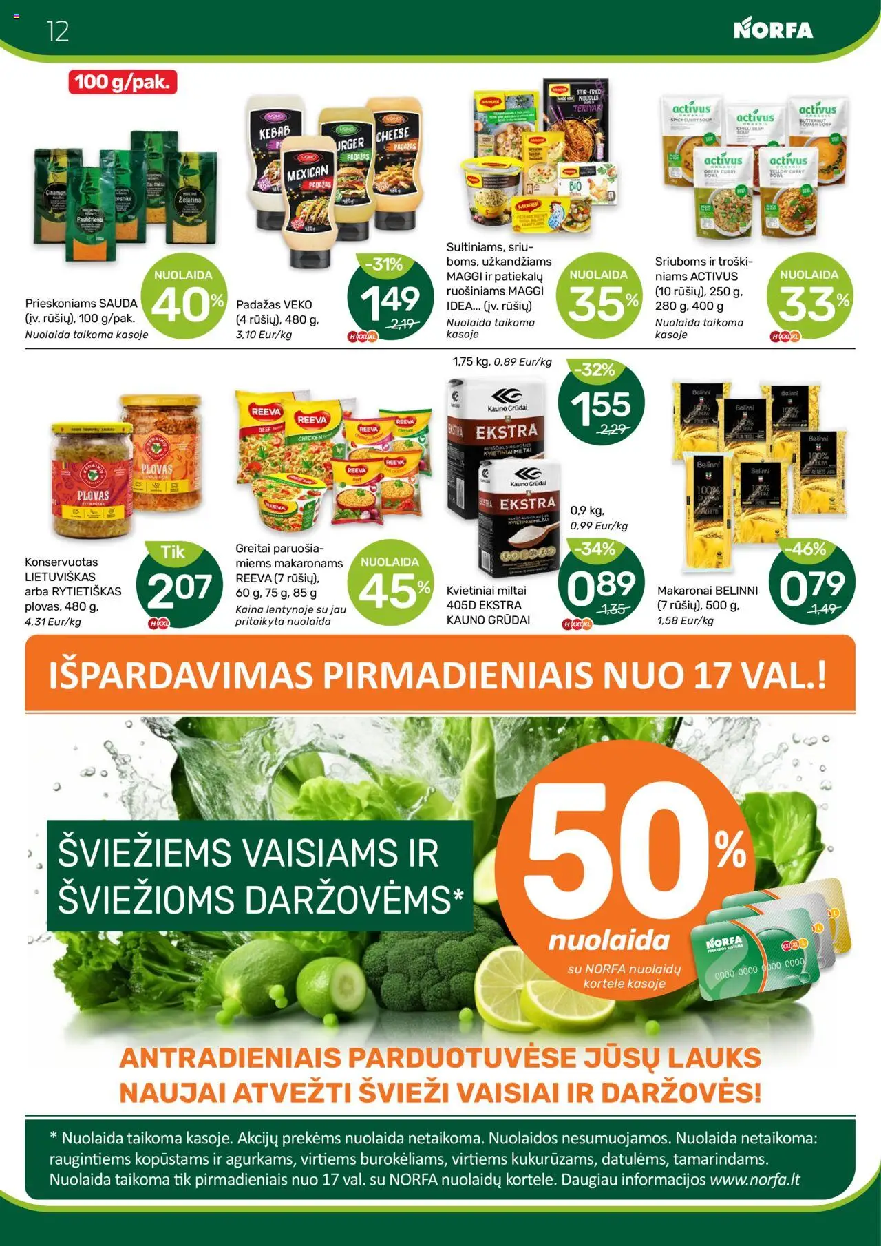NORFA leidinys│galioja nuo 07.08.2025 | Puslapis: 12 | Prekių: Miltai, Padažas, Makaronai