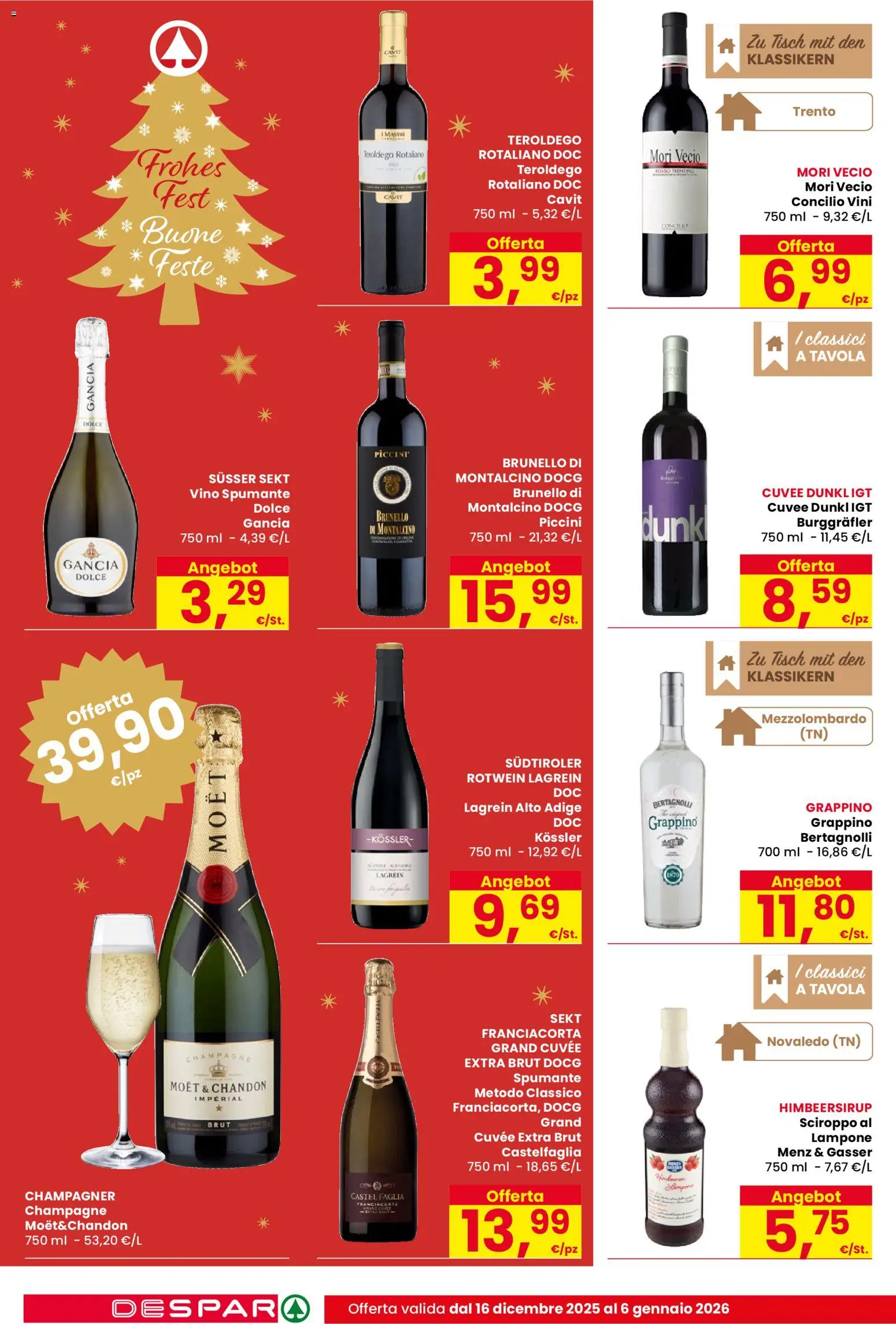 Volantino Despar del 16.12.2025 | Pagina: 12 | Prodotti: Vino, Lampone, Spumante, Champagne