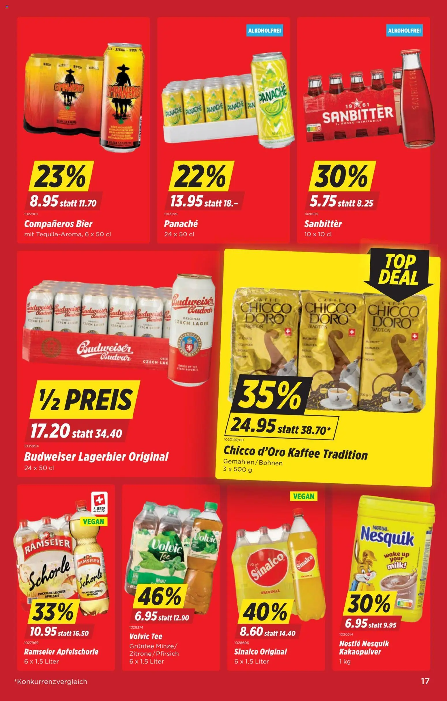 Denner Aktionen – gültig ab 11.11.2025 | Seite: 17 | Produkte: Apfelsaft, Bier, Tee, Apple